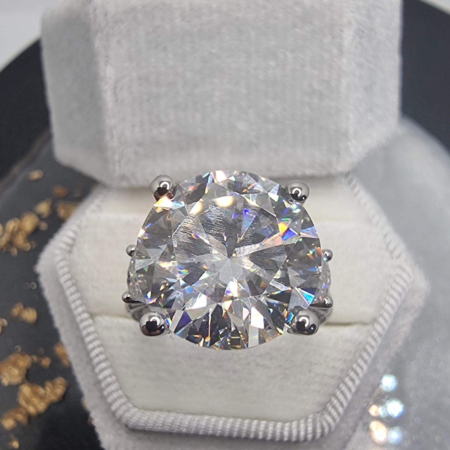 8 Karat Moissanit Eleganter Verlobungsring 925 Sterling Silber Klassisch