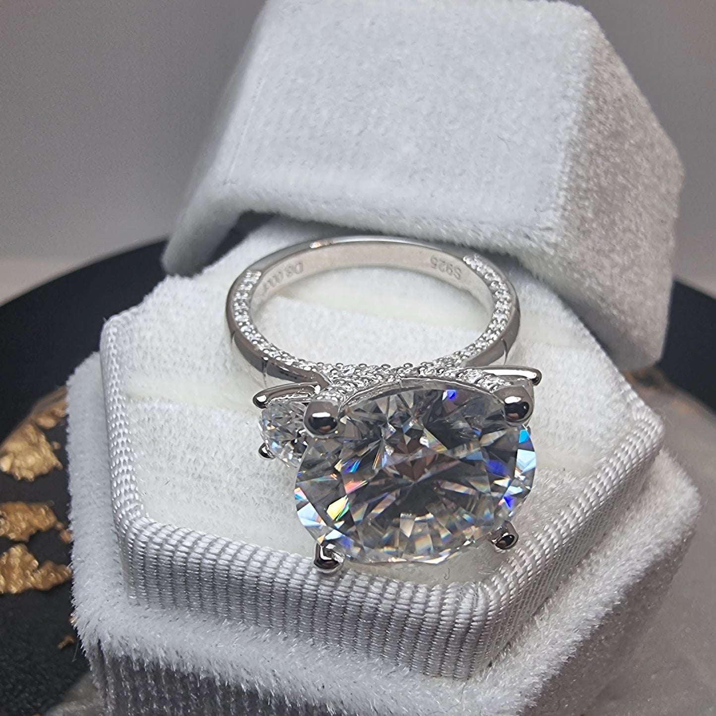 8 Karat Moissanit Eleganter Verlobungsring 925 Sterling Silber Klassisch