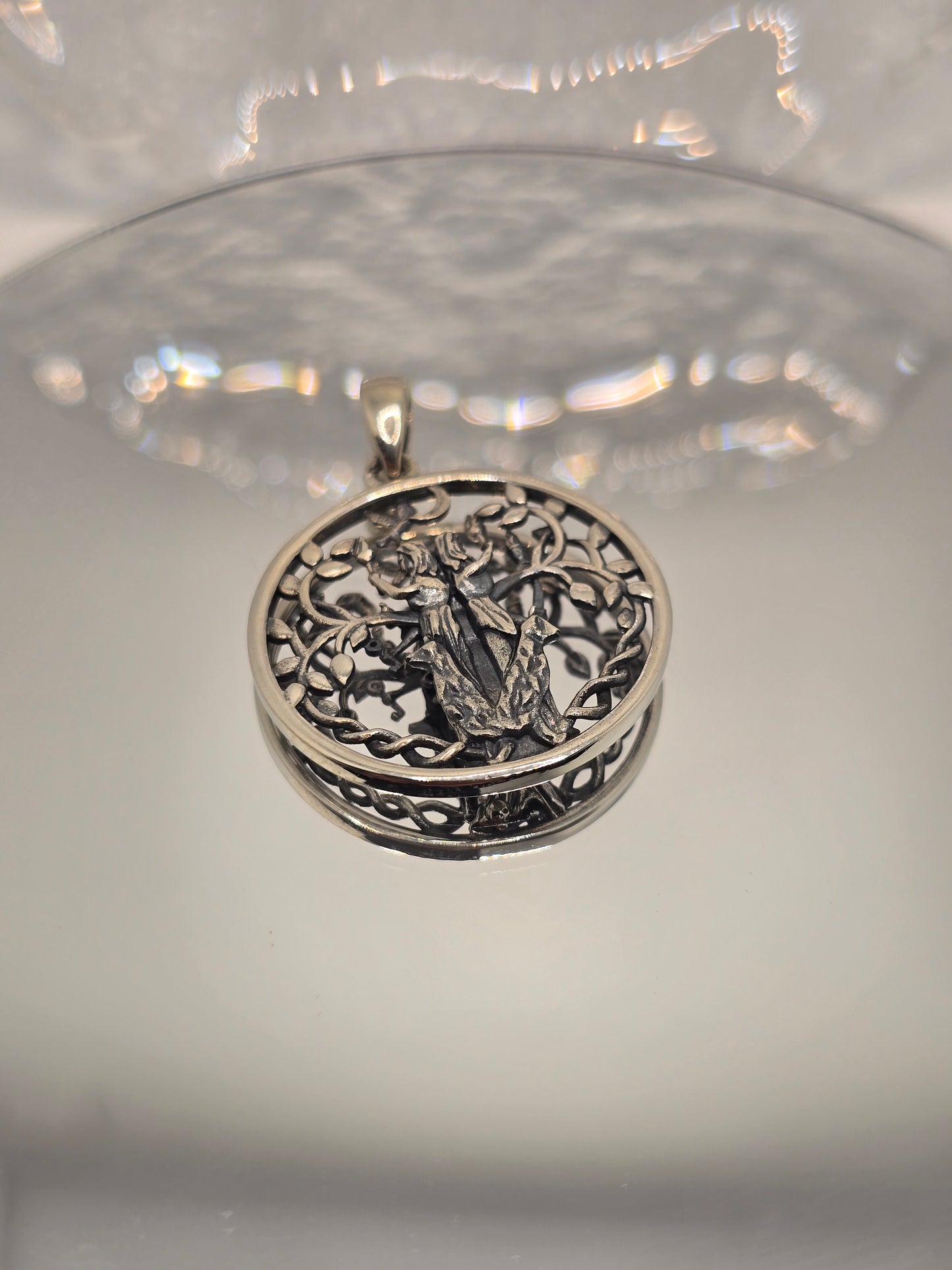Hecate Goddess 925 Sterling Silver Pendant Triple Moon Pagan Wiccan Amulet