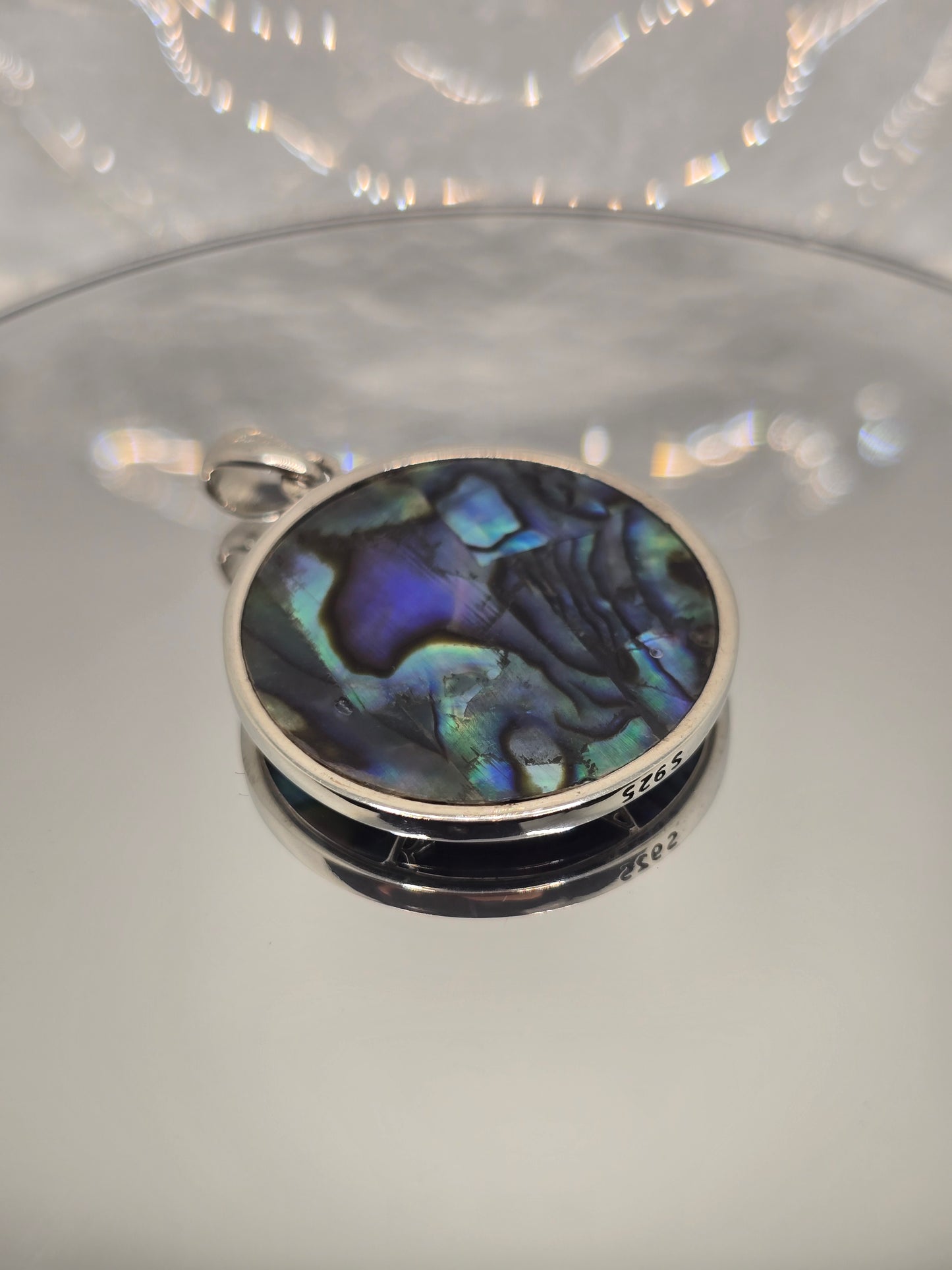 Triple Moon Goddess 925 Sterling Silver Abalone Shell Pendant Wiccan Pagan