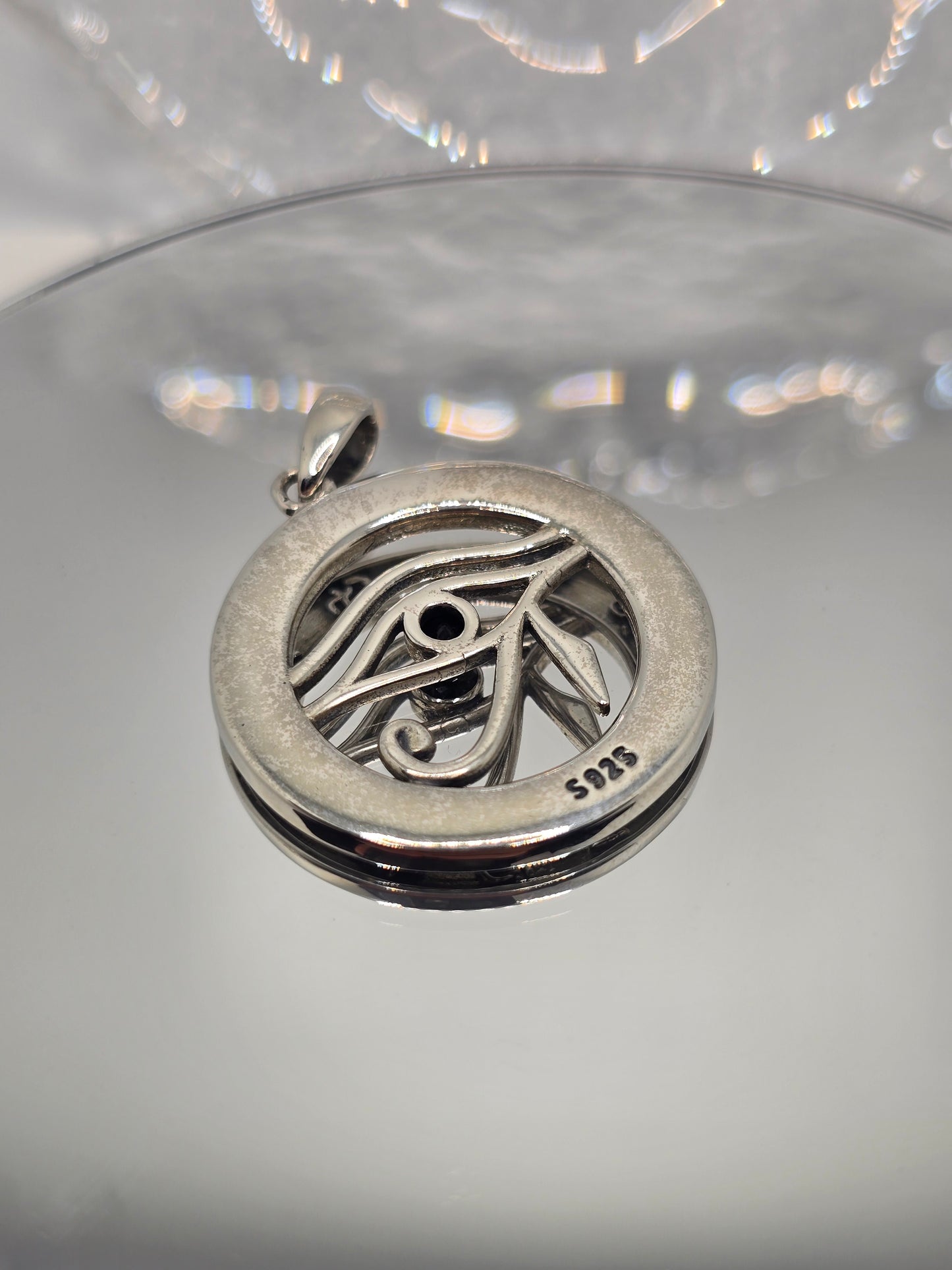 Eye of Horus 925 Sterling Silver Zodiac Black Gemstone Egyptian Pendant