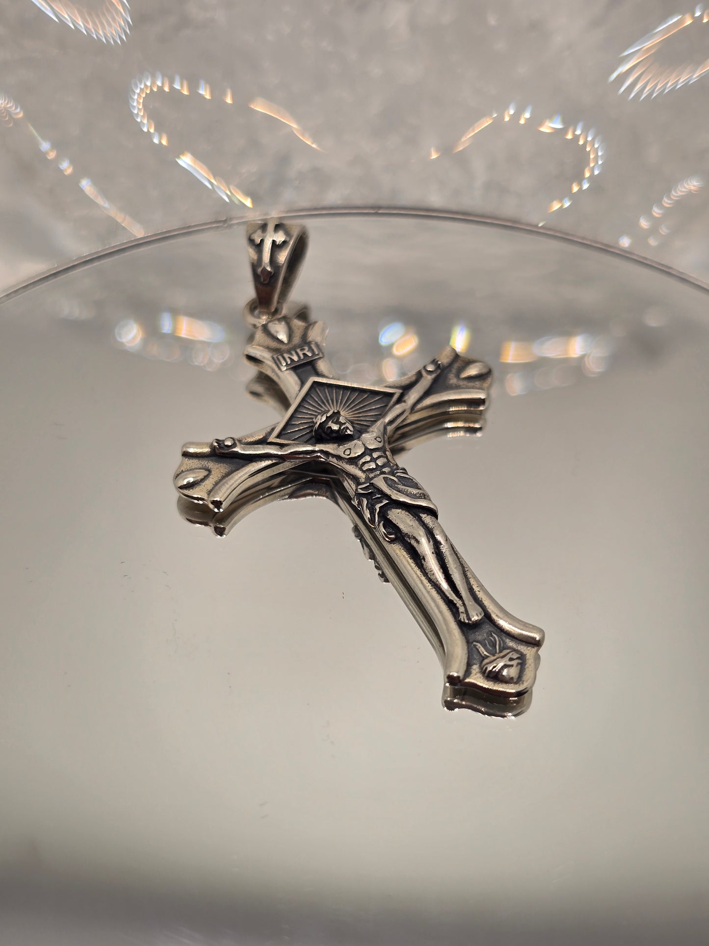 Jesus Crucifix 925 Sterling Silver INRI Cross Catholic Pendant