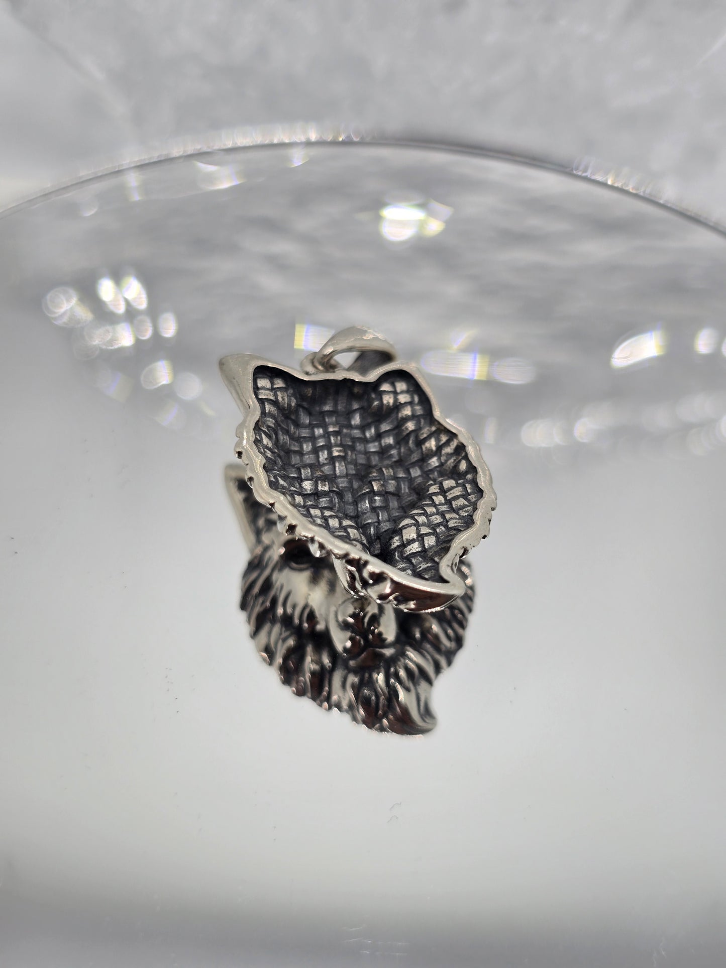 Moonstone Wolf King 925 Sterling Silver Pendant Spirit Animal Talisman
