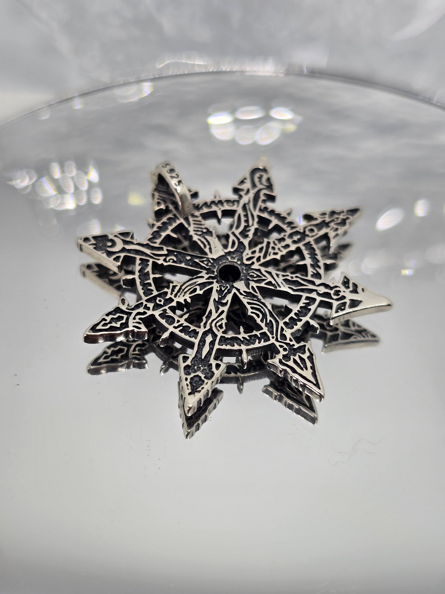 Chaos Star Pendant 925 Sterling Silver With Black Onyx For Mystical Power And Transformation