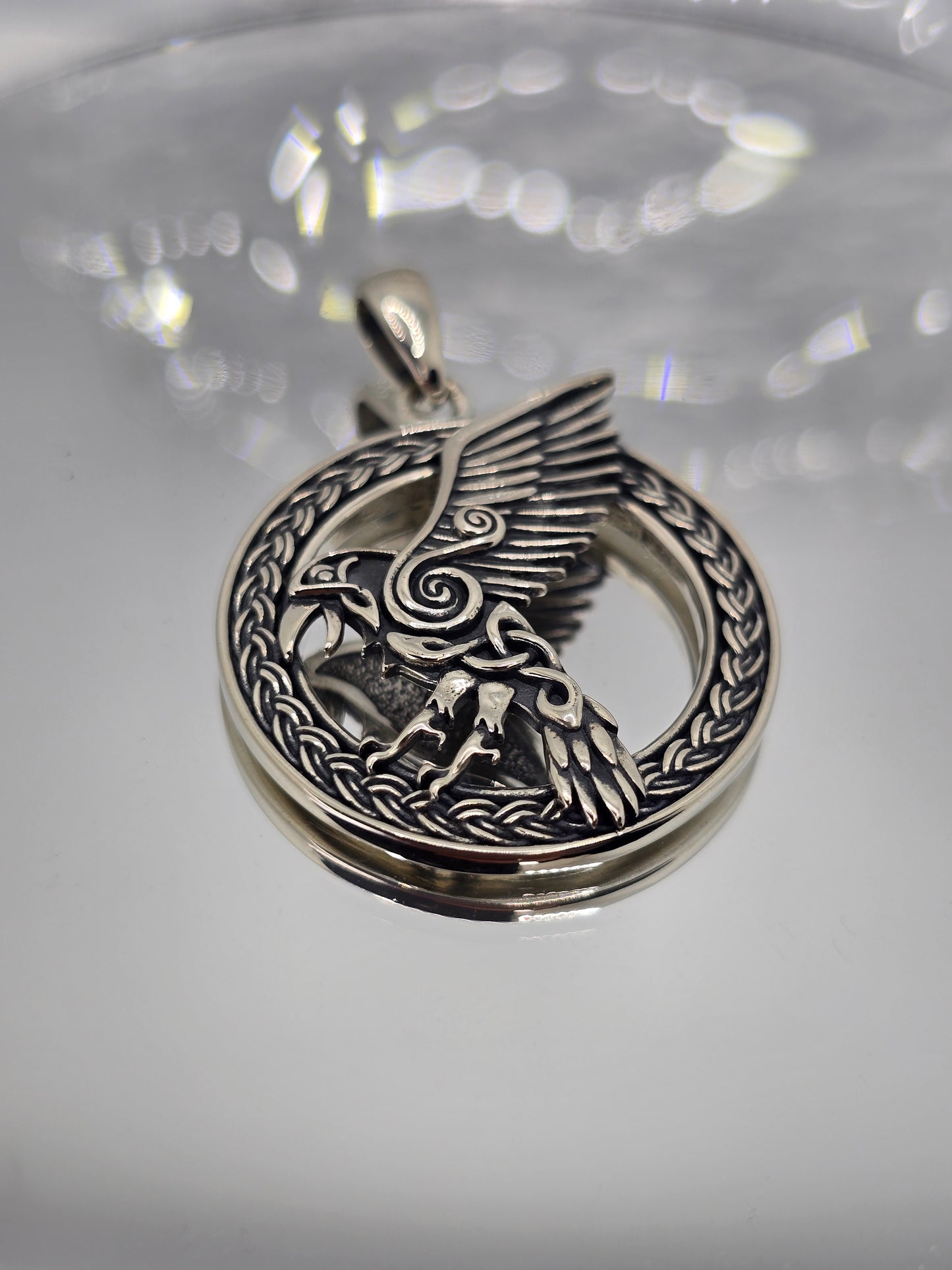 Viking Raven 925 Sterling Silver Celtic Knot Pendant Norse Symbol