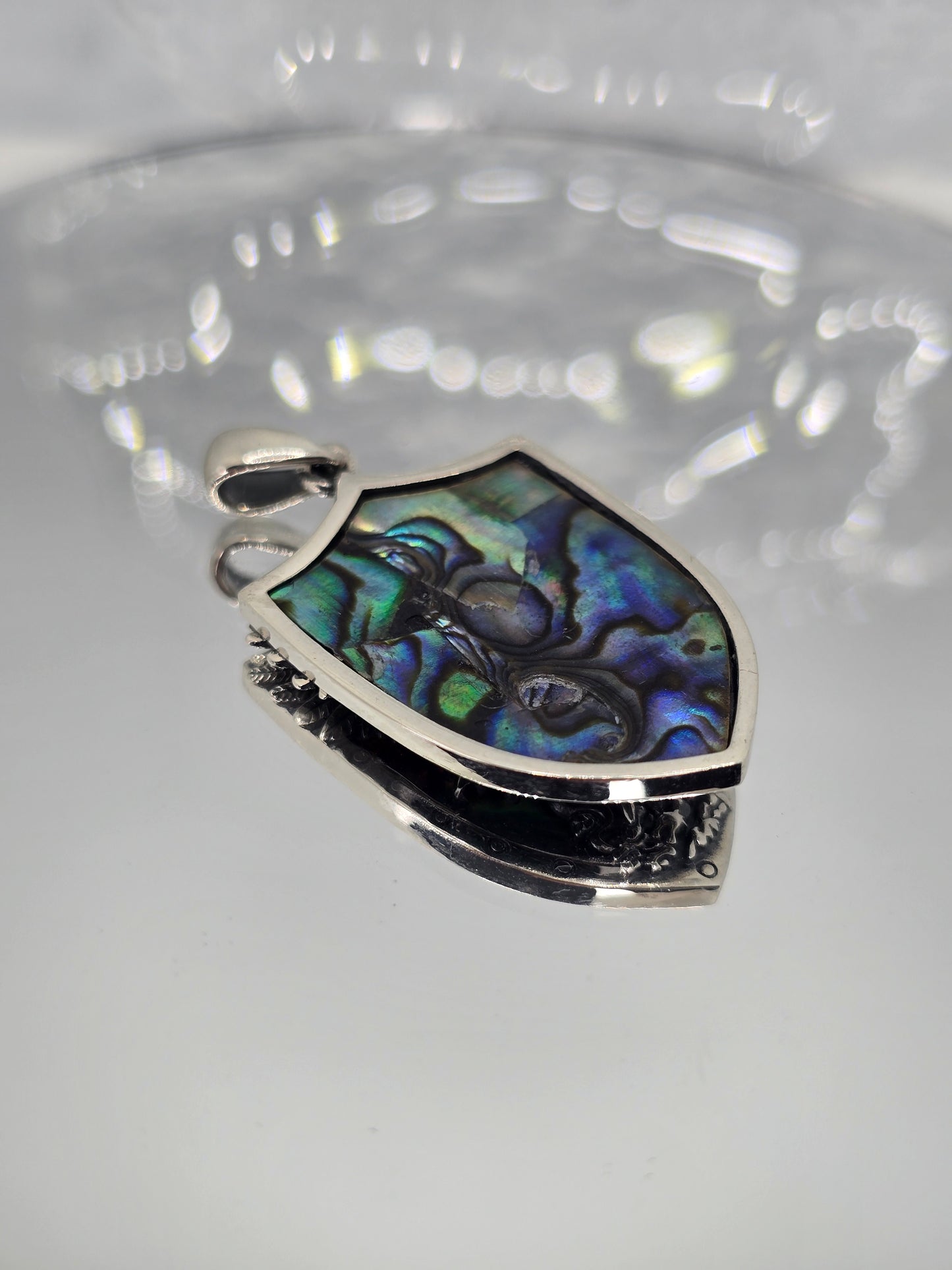 Saint Michael Archangel 925 Sterling Silver Abalone Shell Angel Catholic Pendant