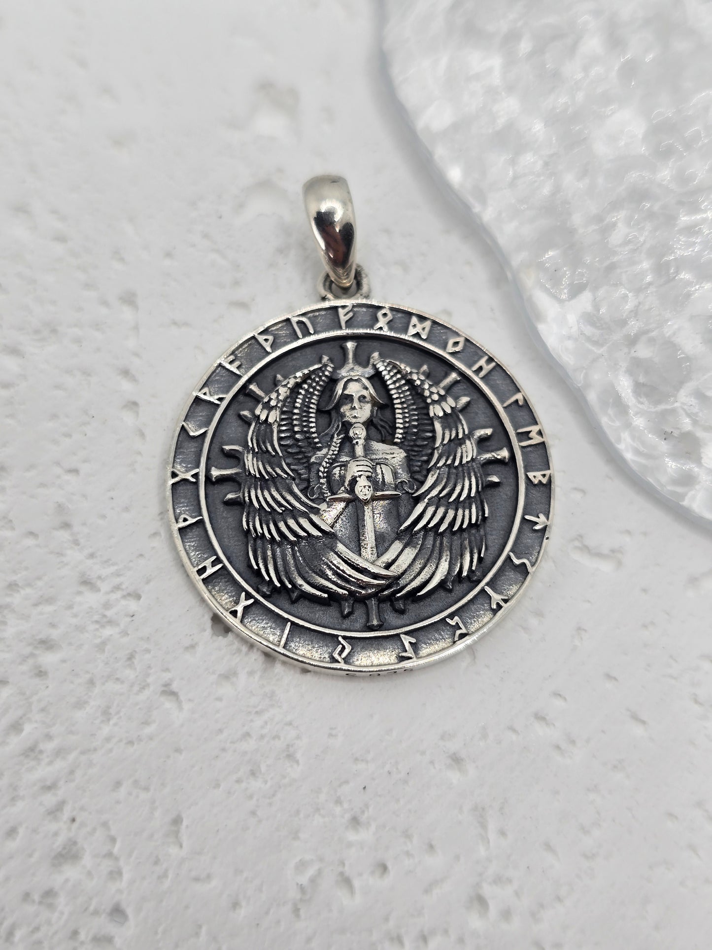 Odin Amulet 925 Sterling Silver Nordic Runes Pendant Norse Talisman