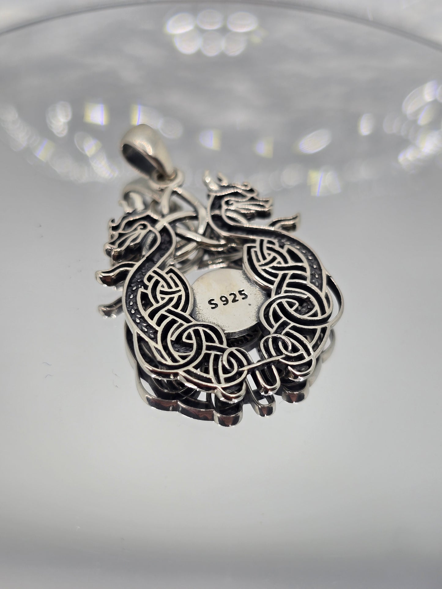 Viking Dragon Compass 925 Sterling Silver Pendant Celtic Knot Amulet