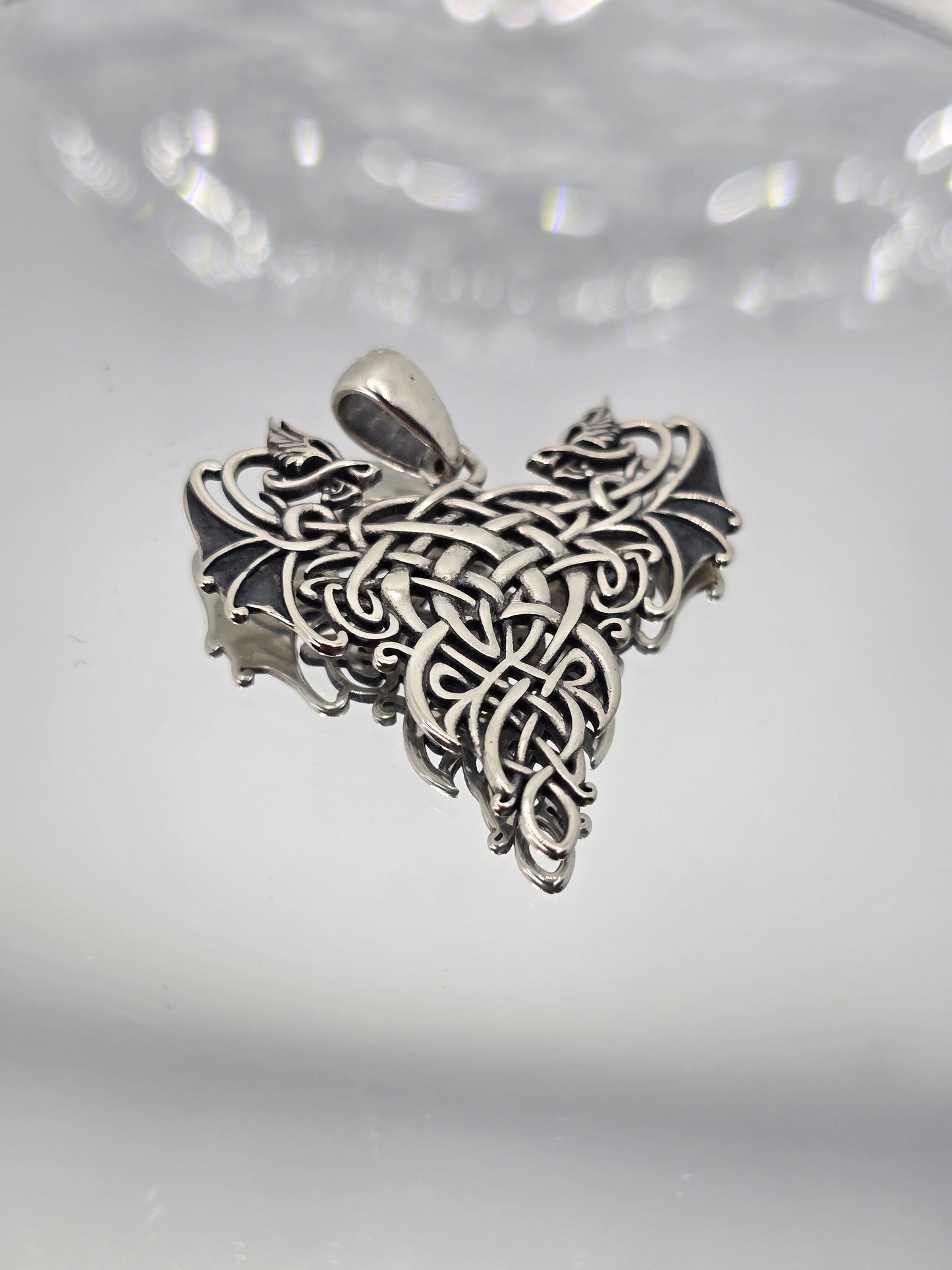 Twin Dragons Pendant 925 Sterling Silver Celtic Knot Amulet For Eternal Love Unity And Mythical Power
