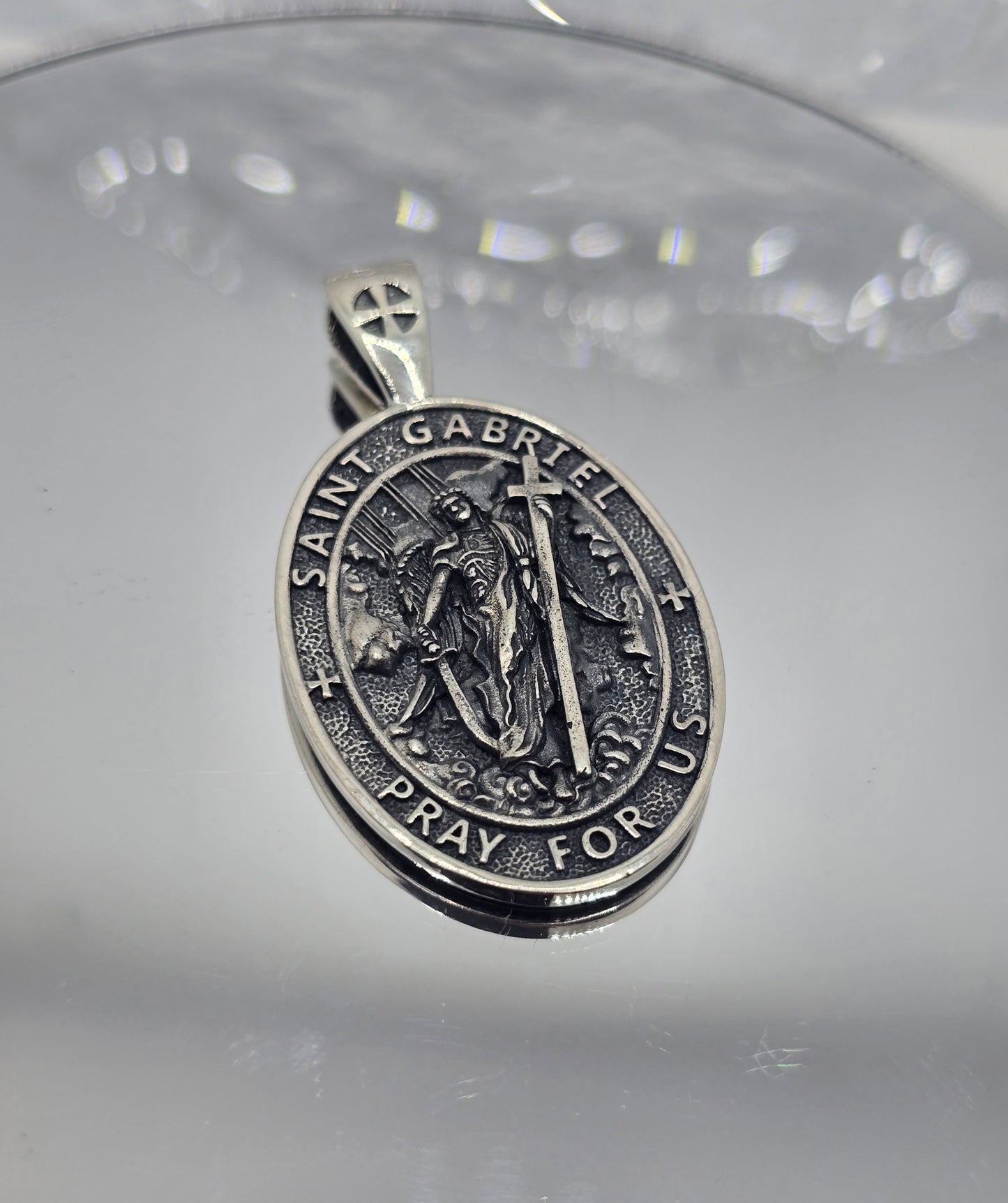 Saint Gabriel Pendant 925 Sterling Silver Angel Amulet For Divine Guidance Protection And Spiritual Comfort