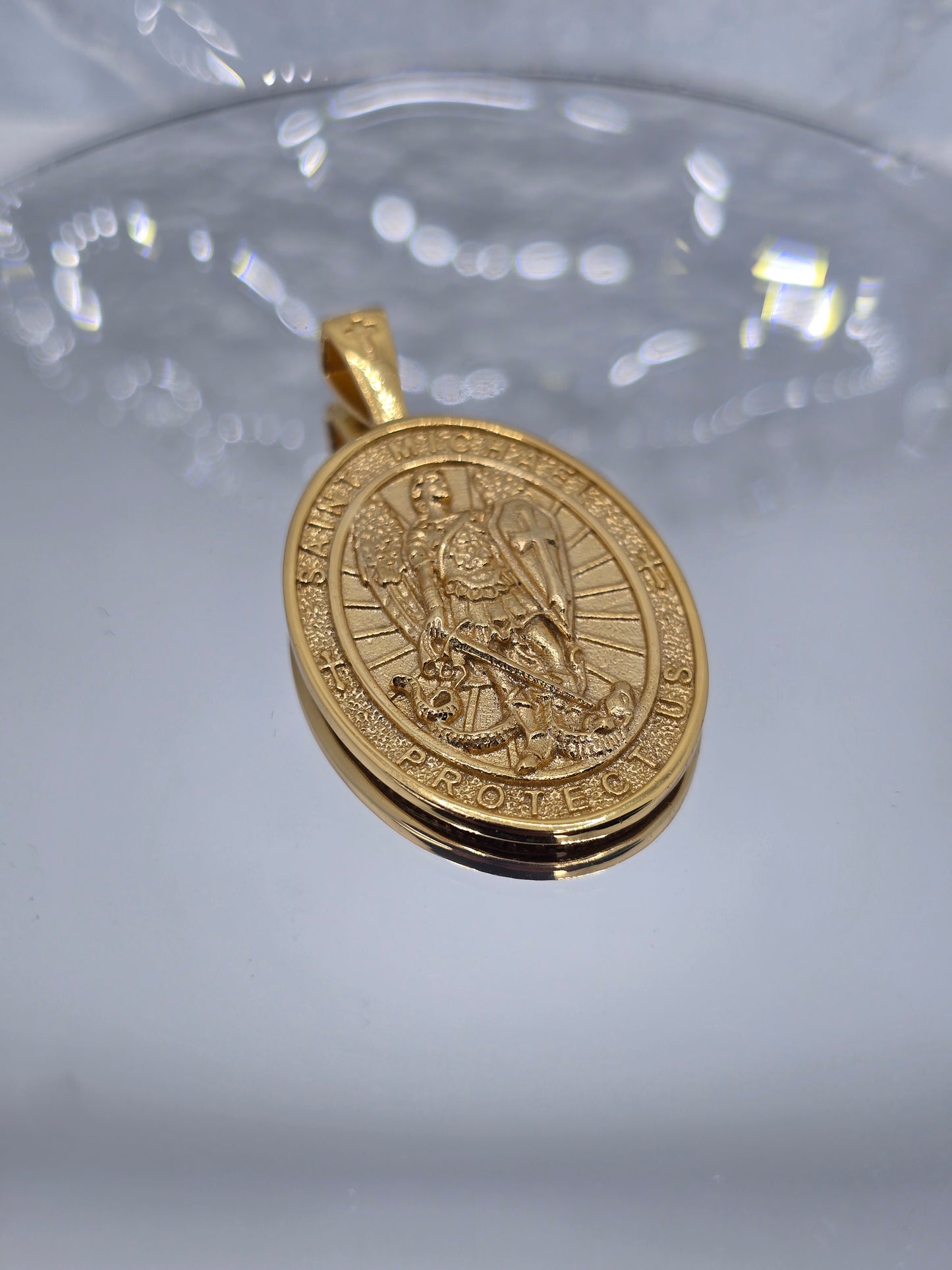 Saint Michael Pendant 925 Sterling Silver With 18K Gold Plating For Protection Courage And Archangel Devotion