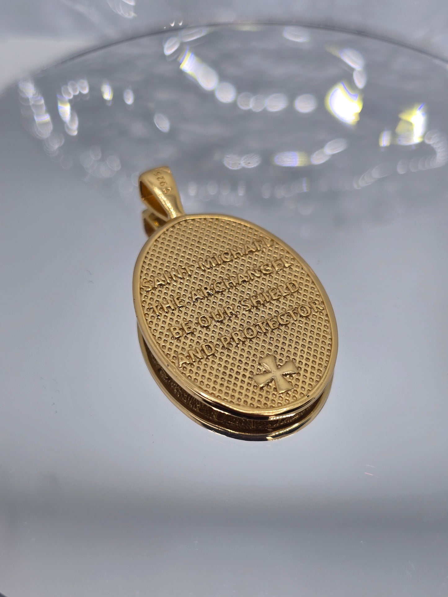 Saint Michael Pendant 925 Sterling Silver With 18K Gold Plating For Protection Courage And Archangel Devotion