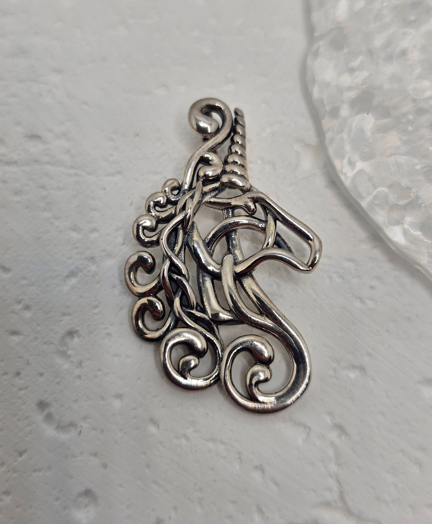 Celtic Horse Unicorn 925 Sterling Silver Pendant Celtic Knot Mythic Talisman
