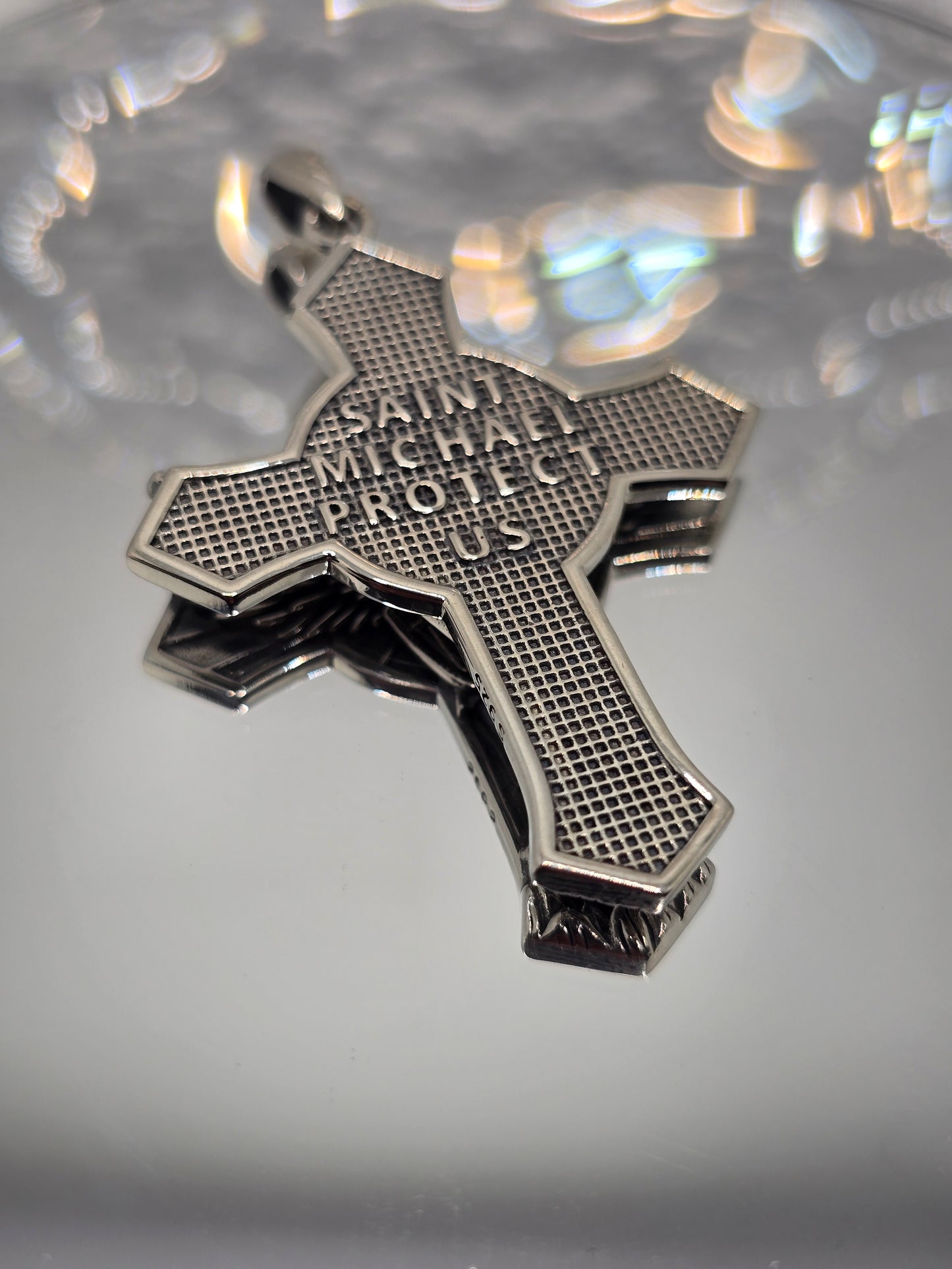 Saint Michael Archangel 925 Sterling Silver Winged Cross Pendant Catholic Amulet