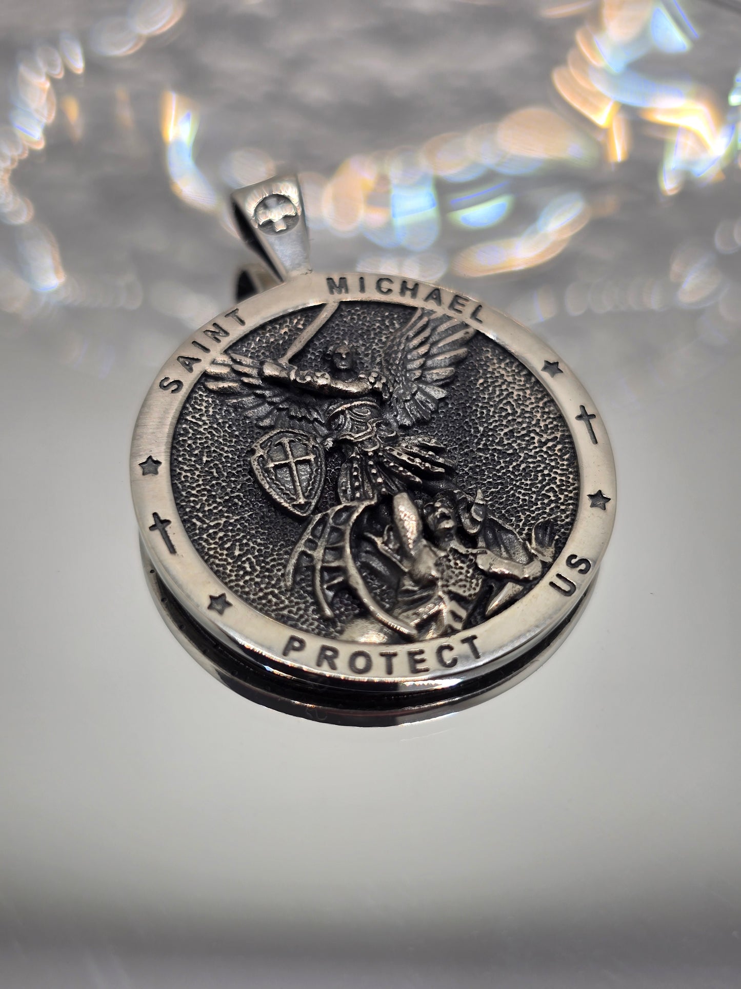 Saint Michael Archangel 925 Sterling Silver Protect Us Catholic Amulet Pendant