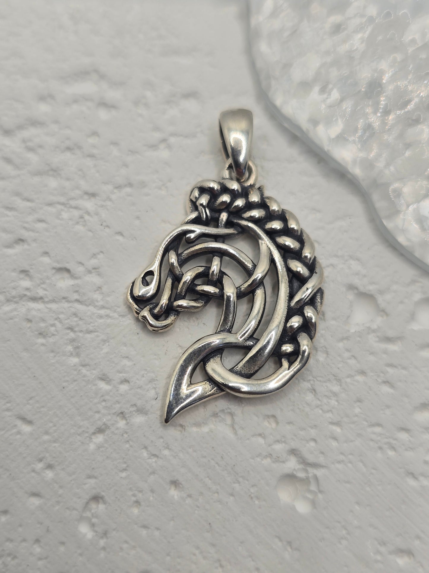 Spirit Horse 925 Sterling Silver Celtic Knot Pendant Equestrian Amulet
