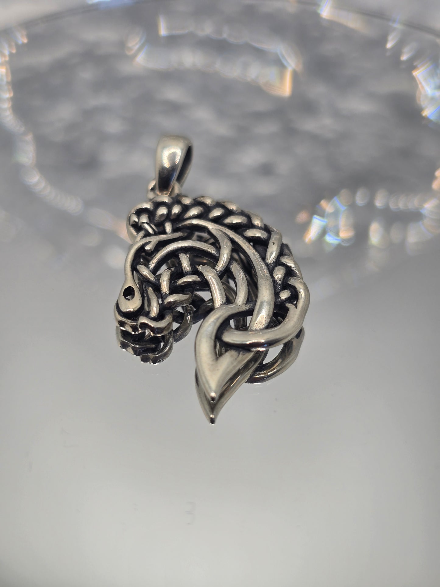 Spirit Horse 925 Sterling Silver Celtic Knot Pendant Equestrian Amulet