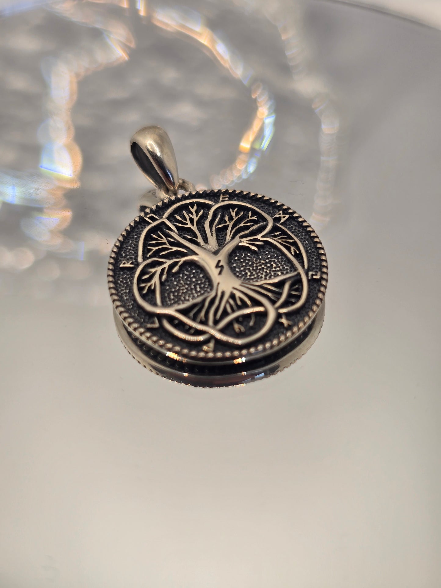 Tree of Life 925 Sterling Silver Norse Runes Pendant Viking Amulet