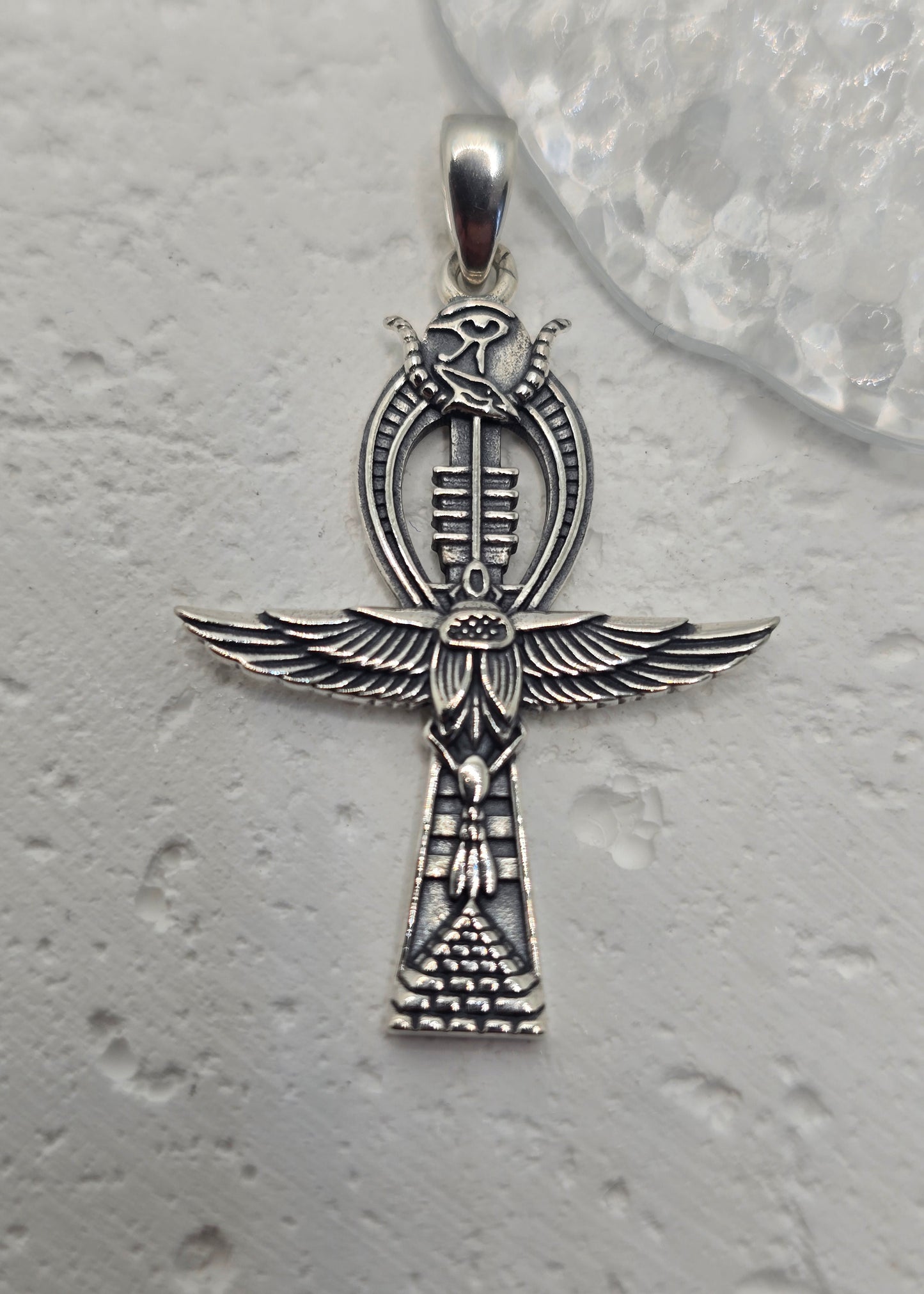 Ankh Cross with Eagle Wings Ancient Symbol of Life and Power 925 Sterling Silver