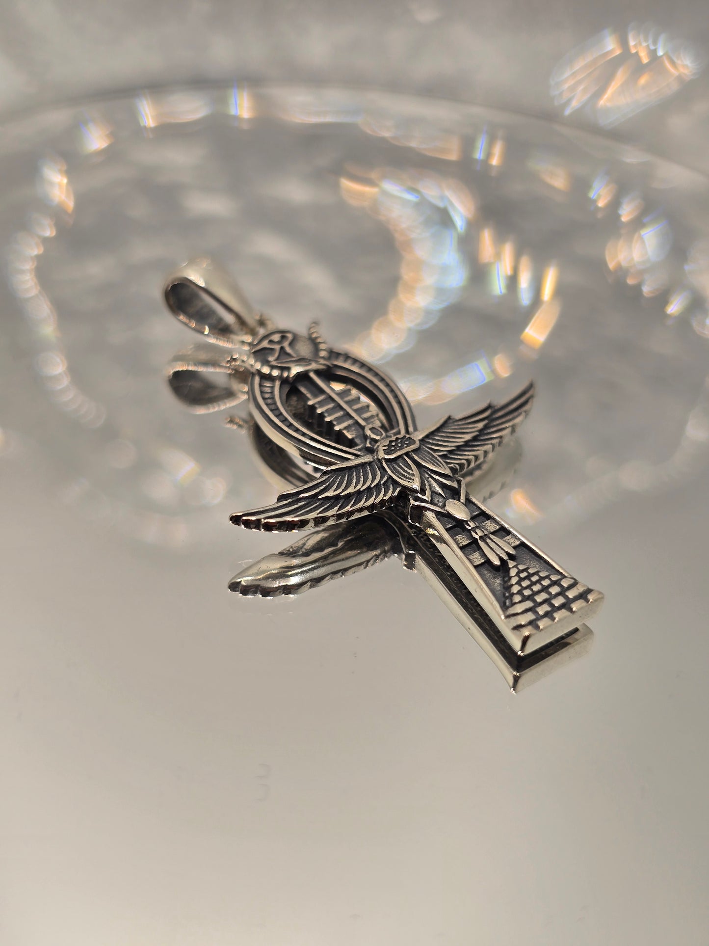 Ankh Cross with Eagle Wings Ancient Symbol of Life and Power 925 Sterling Silver