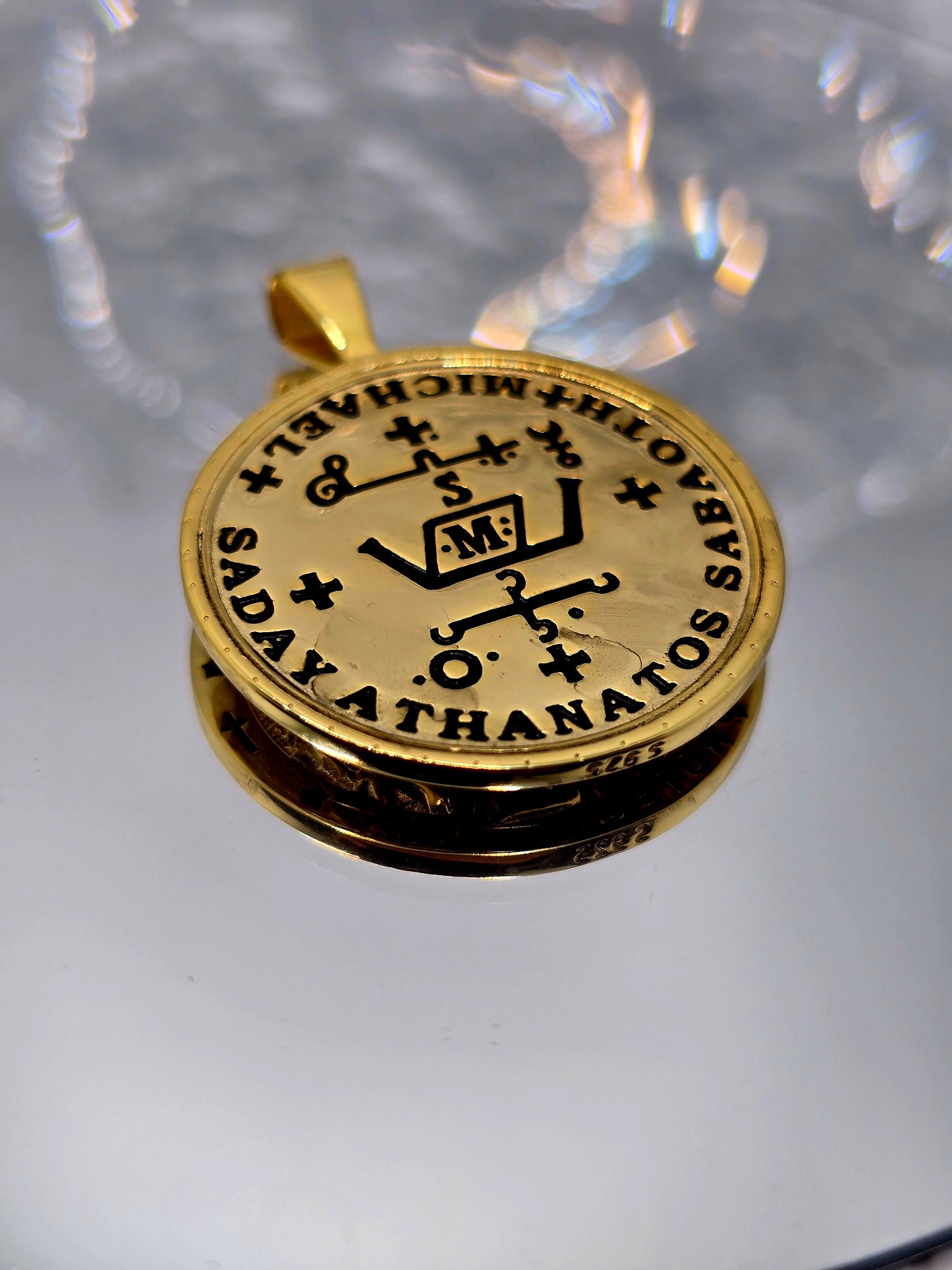 Saint Michael 925 Sterling Silver 18K Gold Plated Christian Medallion Pendant