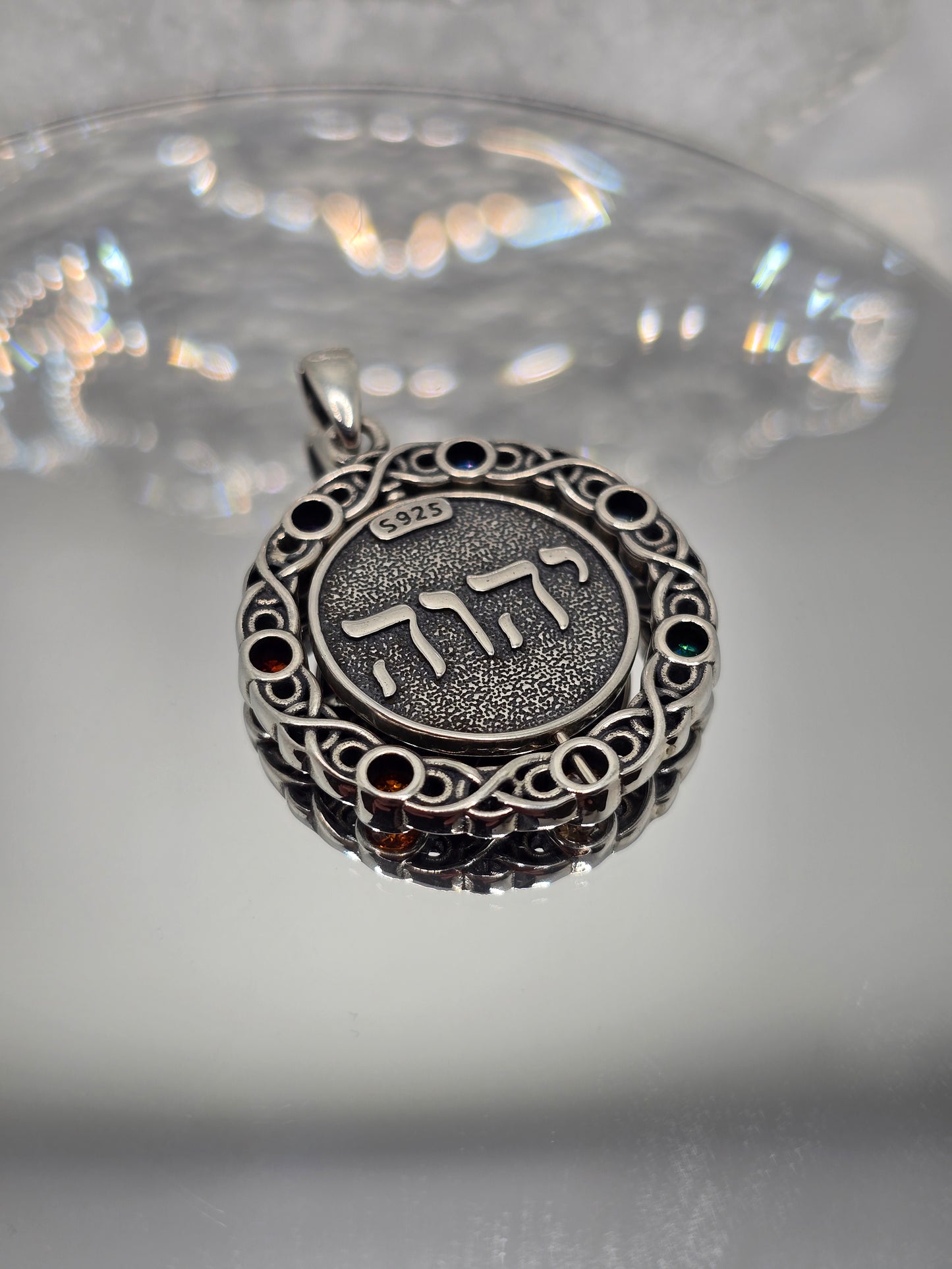 Rotatable Pentagram Chakra 925 Sterling Silver Pendant 7 Stones Spinner