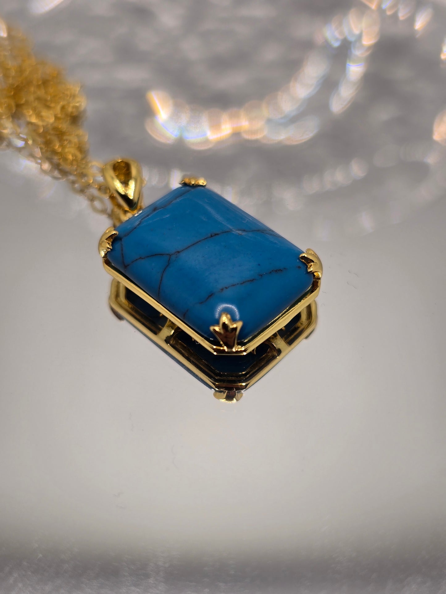 Turquoise Viking Pendant 925 Sterling Silver 14K Gold VVS 45cm Chain