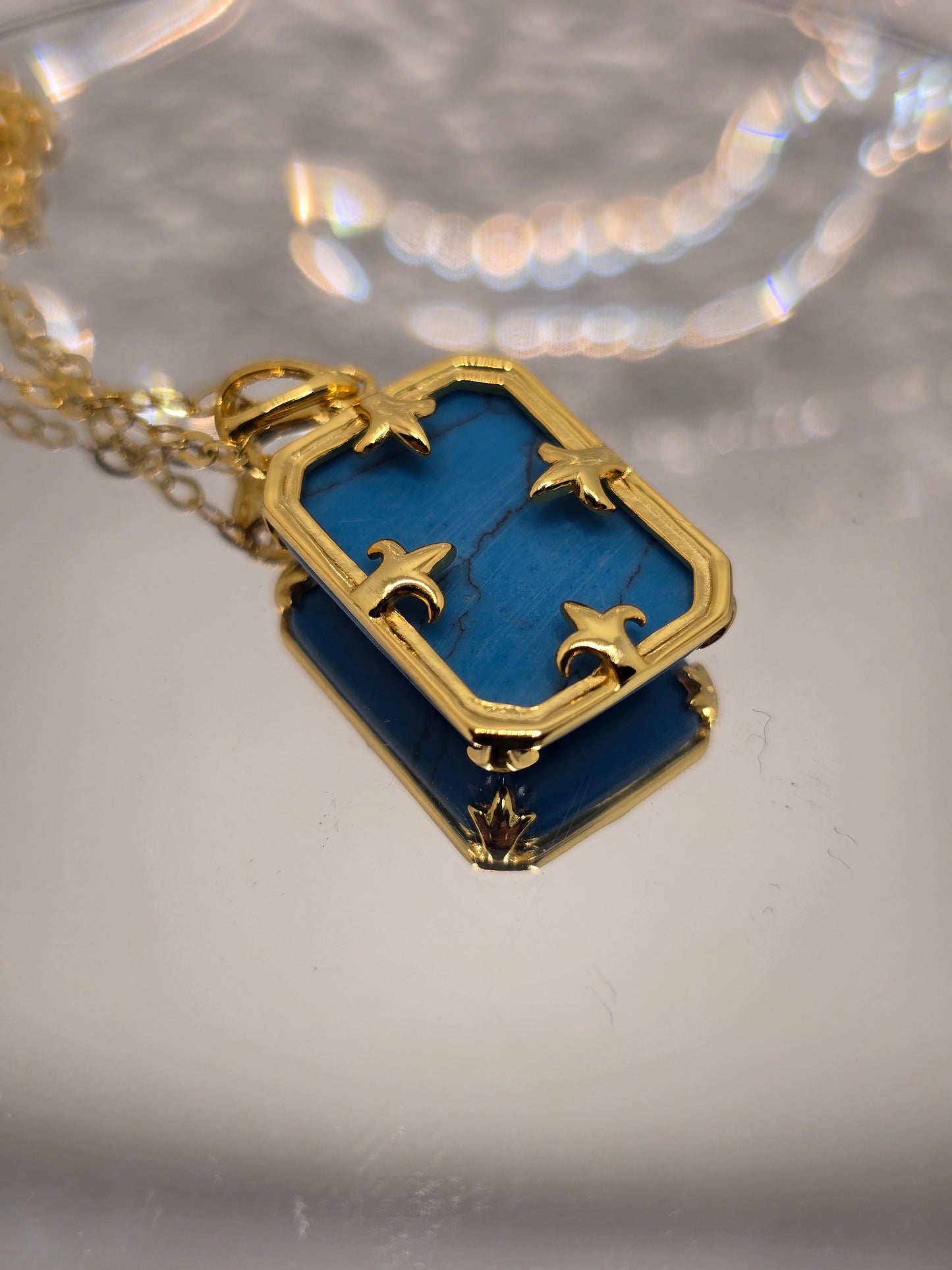 Turquoise Viking Pendant 925 Sterling Silver 14K Gold VVS 45cm Chain