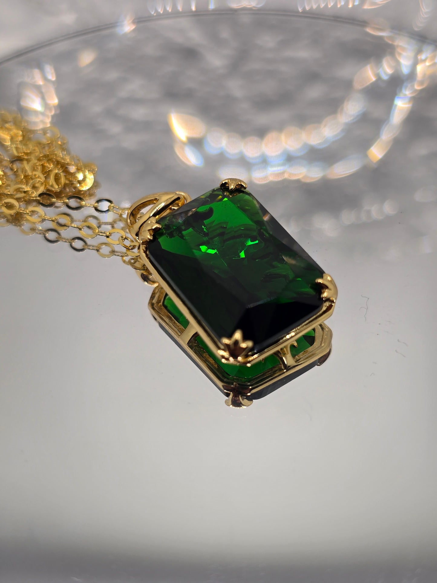Emerald Viking Pendant 925 Sterling Silver 14K Gold VVS 45cm Chain