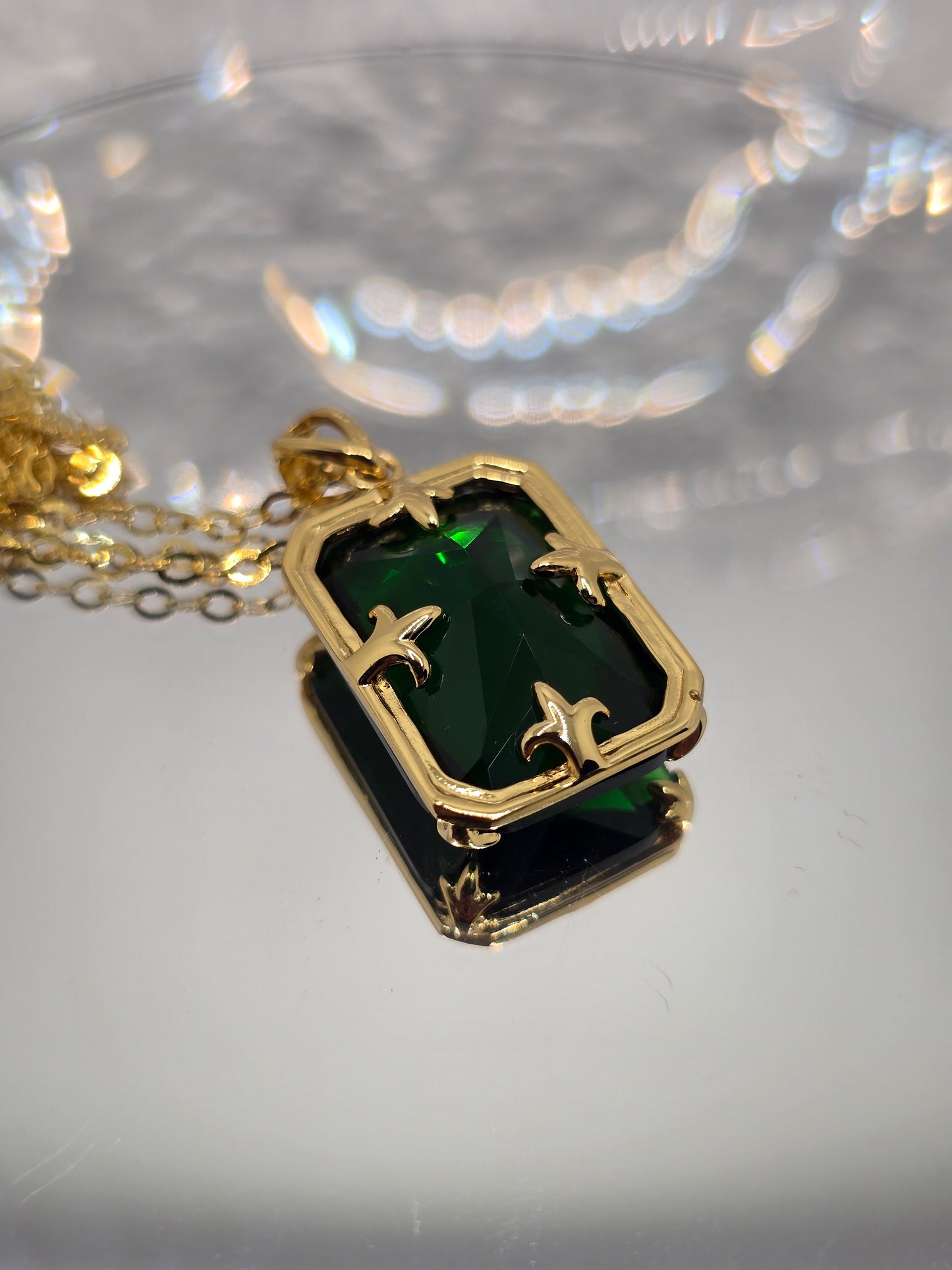 Emerald Viking Pendant 925 Sterling Silver 14K Gold VVS 45cm Chain