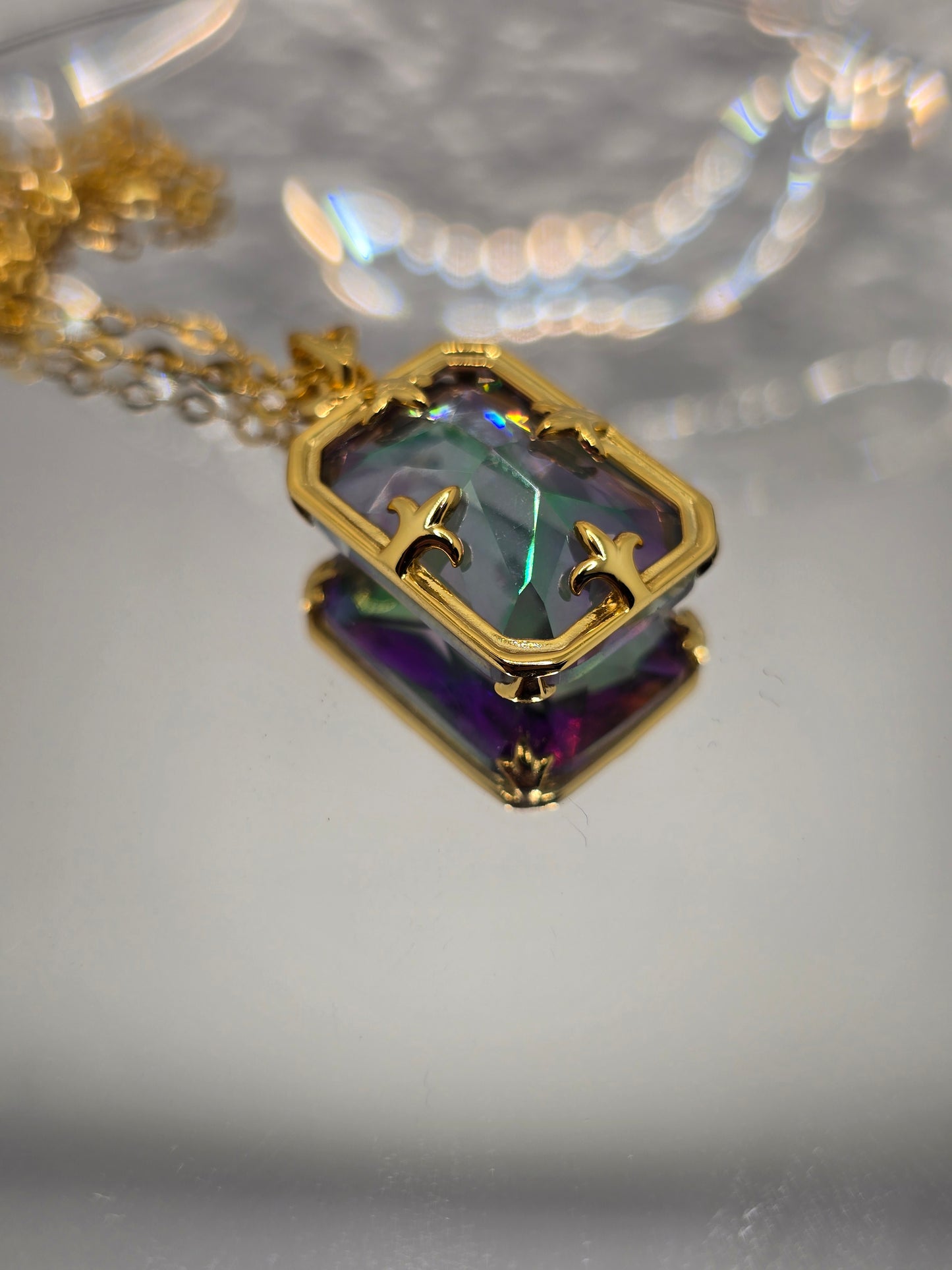 Mystic Topaz Viking Pendant 925 Sterling Silver 14K Gold VVS 45cm Chain