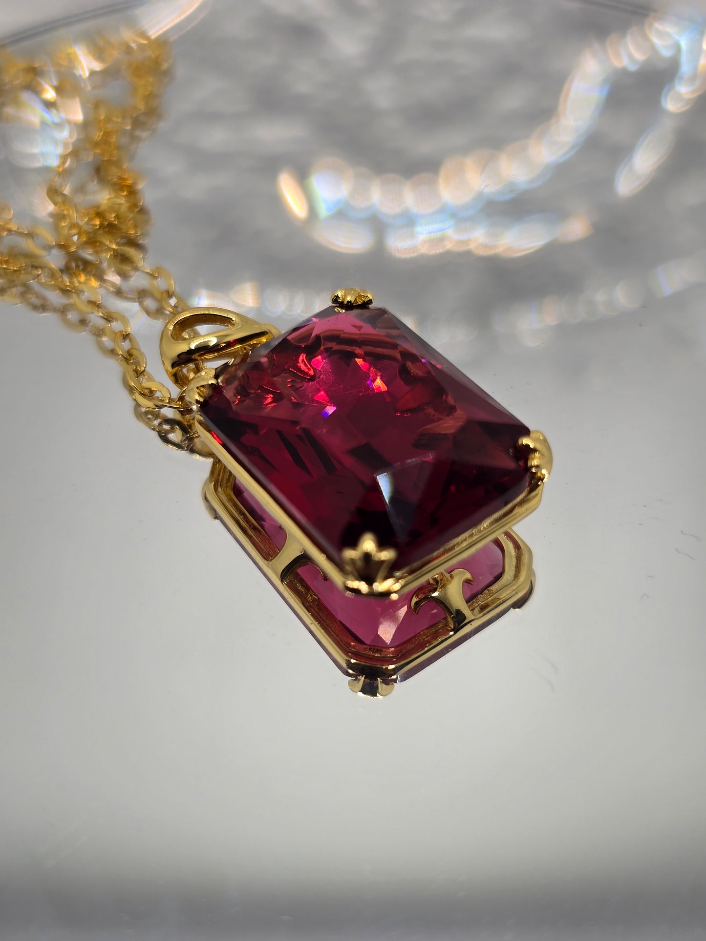 Ruby Viking Pendant 925 Sterling Silver 14K Gold VVS 45cm Chain