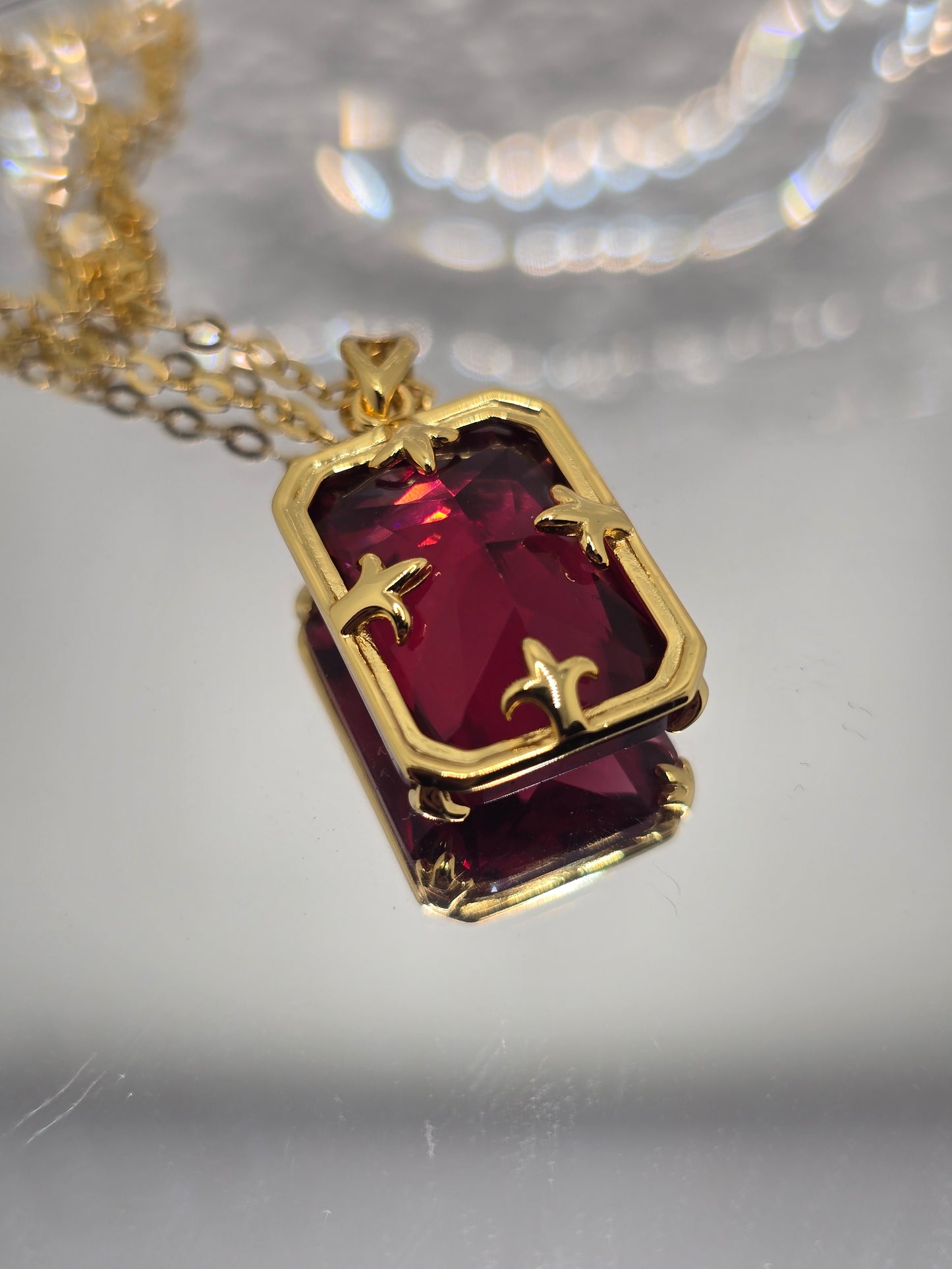 Ruby Viking Pendant 925 Sterling Silver 14K Gold VVS 45cm Chain