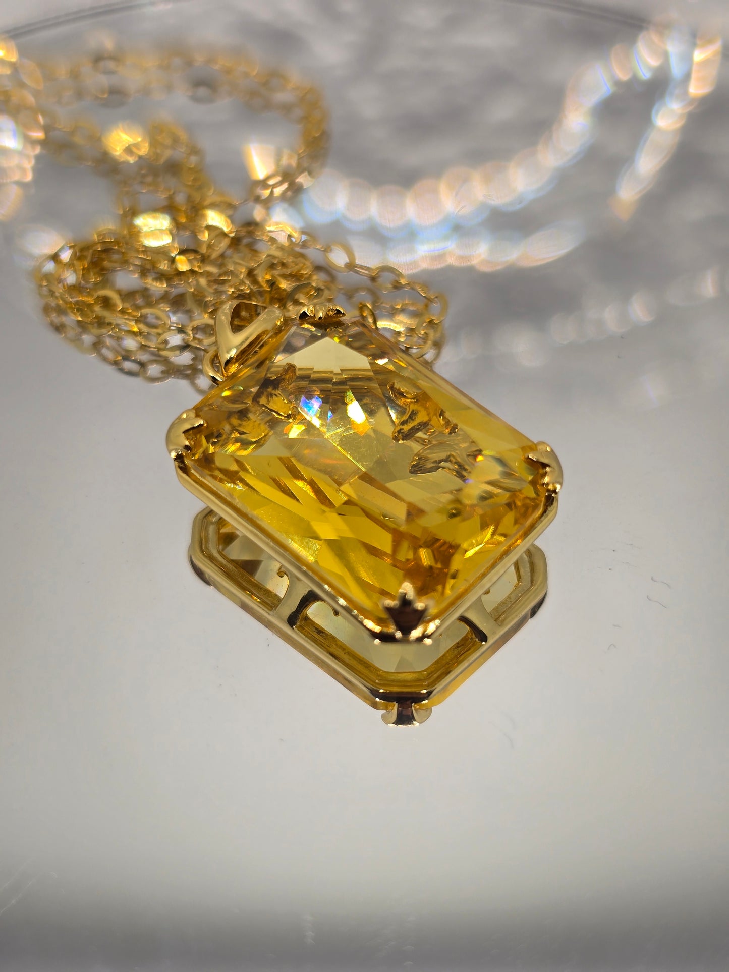 Citrine Viking Pendant 925 Sterling Silver 14K Gold VVS 45cm Chain