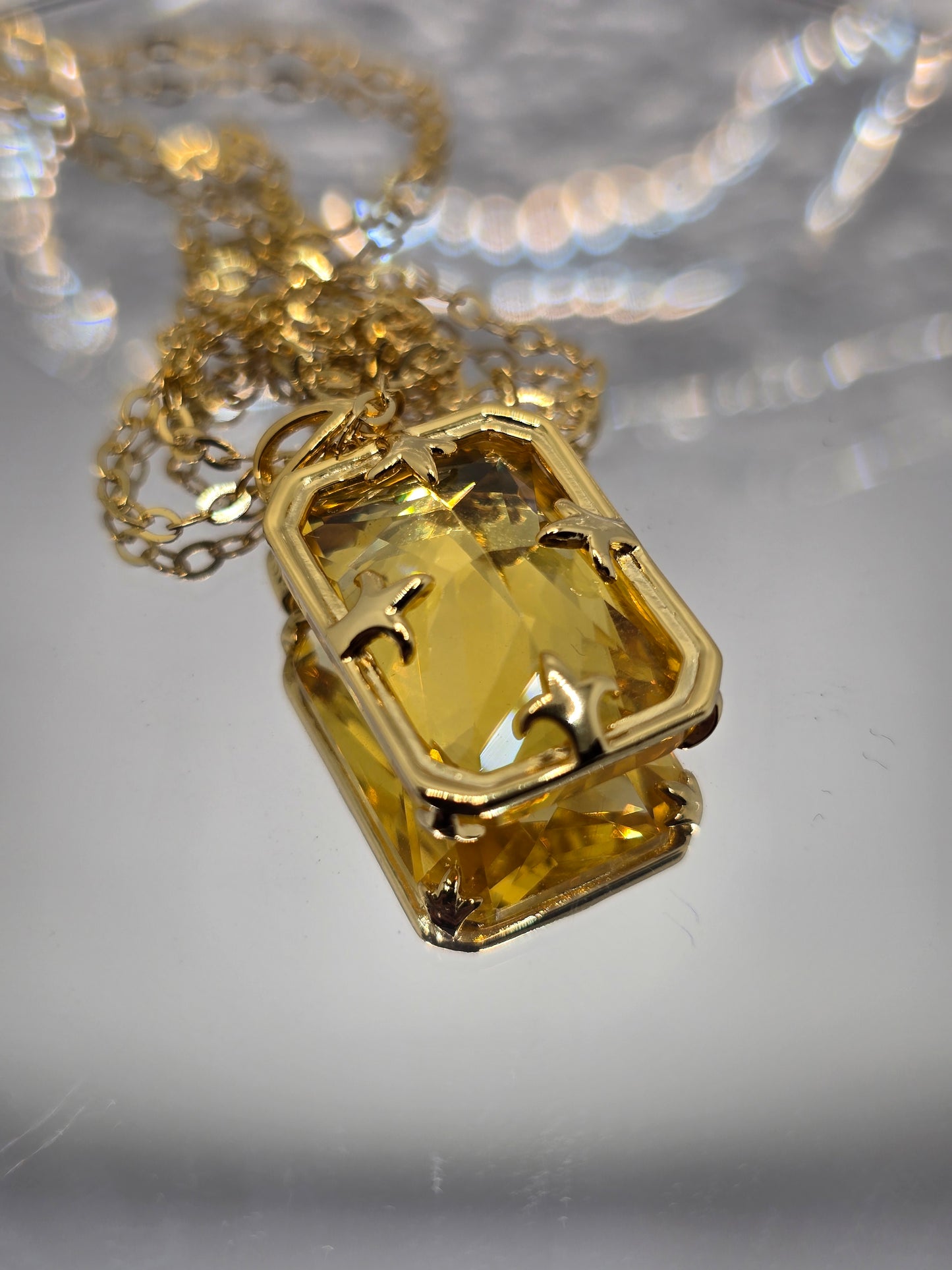 Citrine Viking Pendant 925 Sterling Silver 14K Gold VVS 45cm Chain