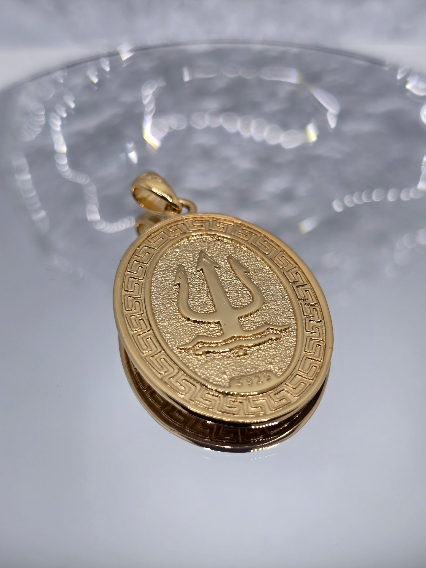 Poseidon-Anhänger, 18 Karat vergoldet, 925er Sterlingsilber, Gott des Meeres