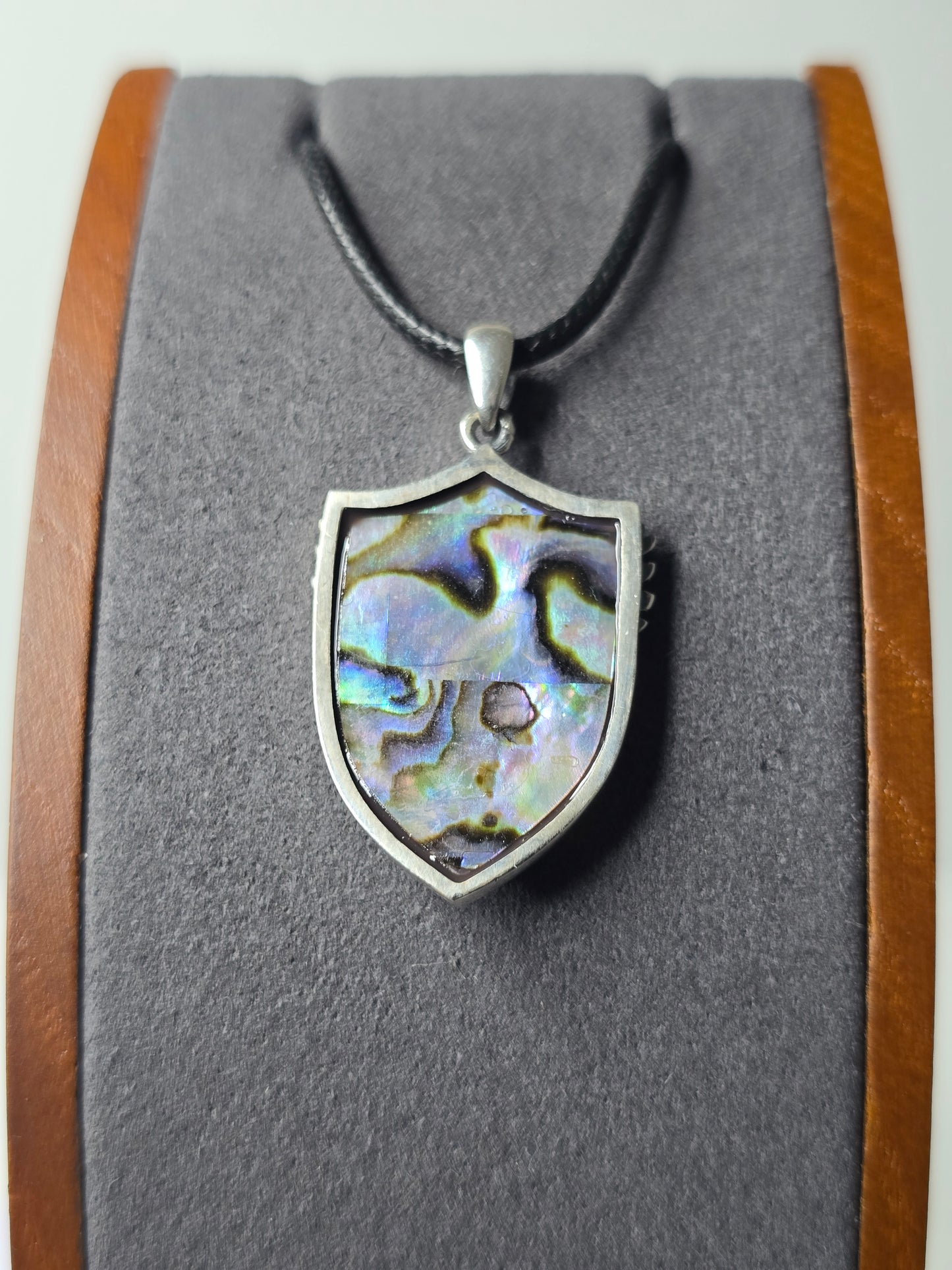 Erzengel Michael Anhänger Abalone Shell Hintergrund 925 Sterling Silber Engel
