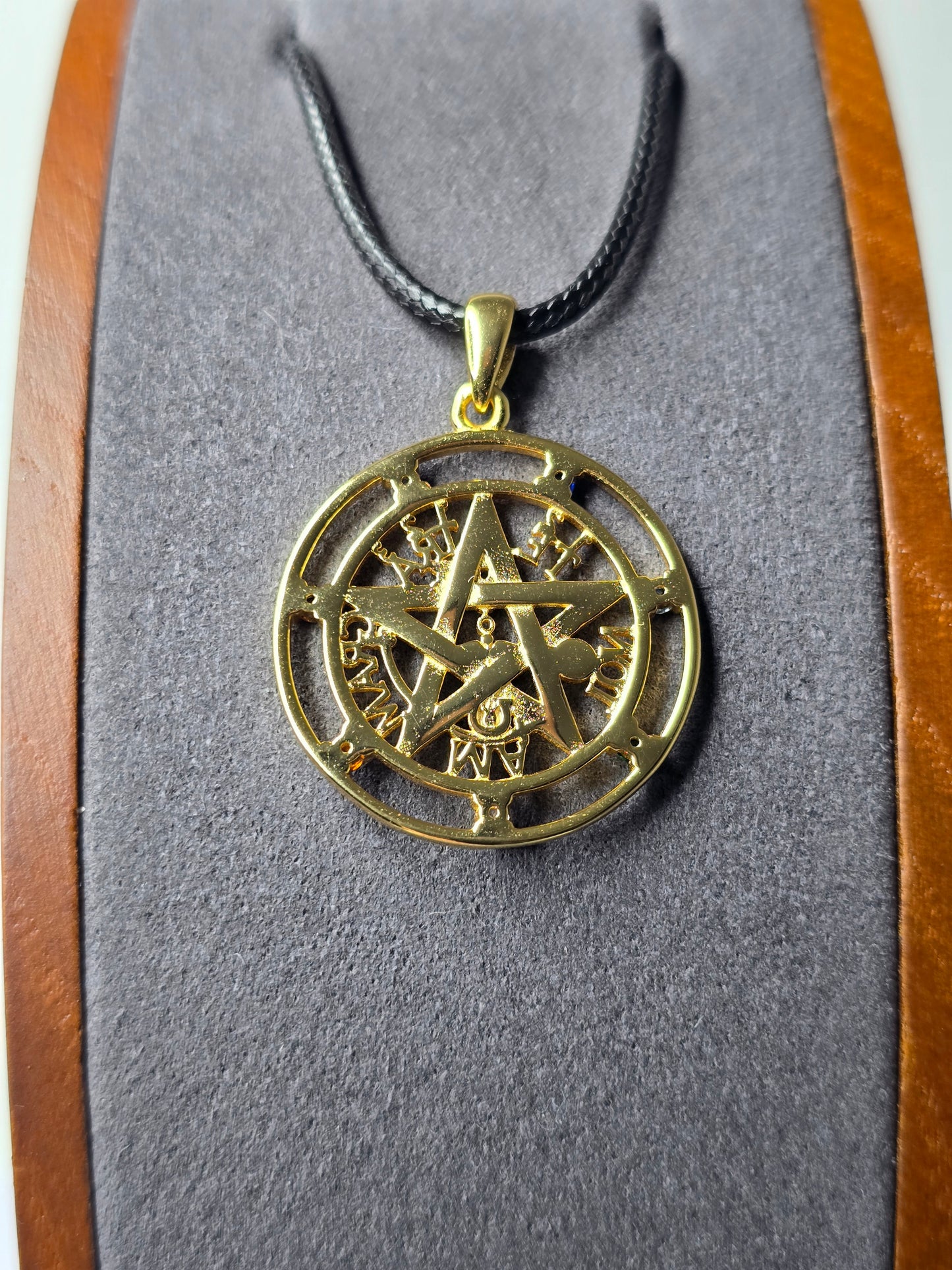 Tetragrammaton Pentagram Pendant 925 Sterling Silver 18K Gold Plated Seven Chakra Gemstones