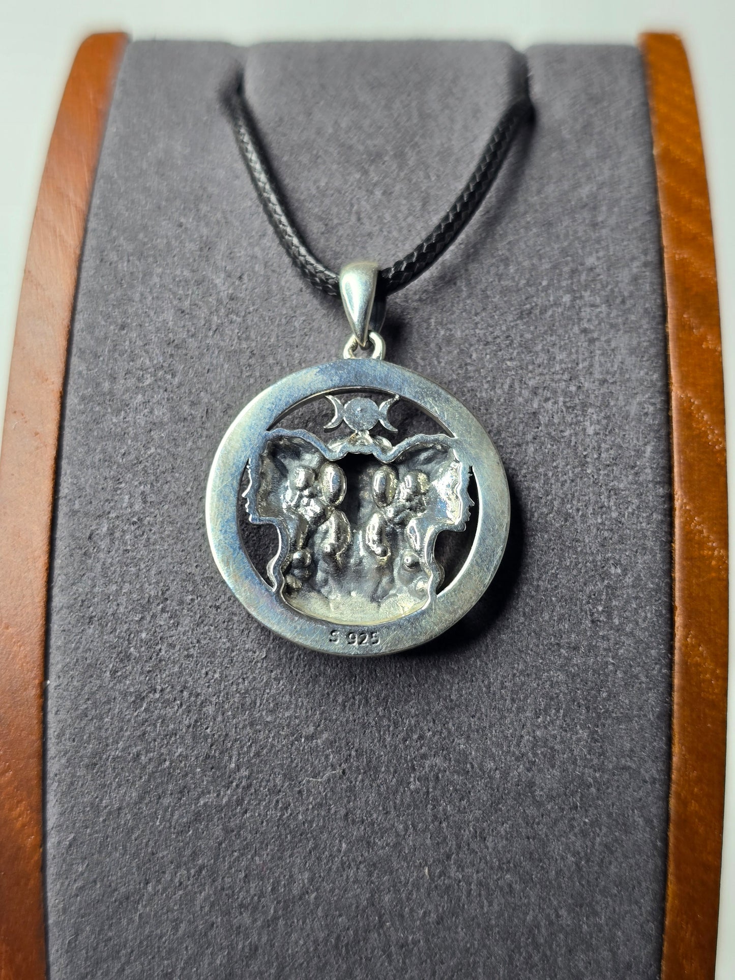Triple Moon Goddess Hecate Pendant in 925 Sterling Silver