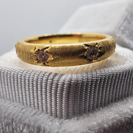 18k Gold Moissanite Ring Band with Moissanite Engagement AU750