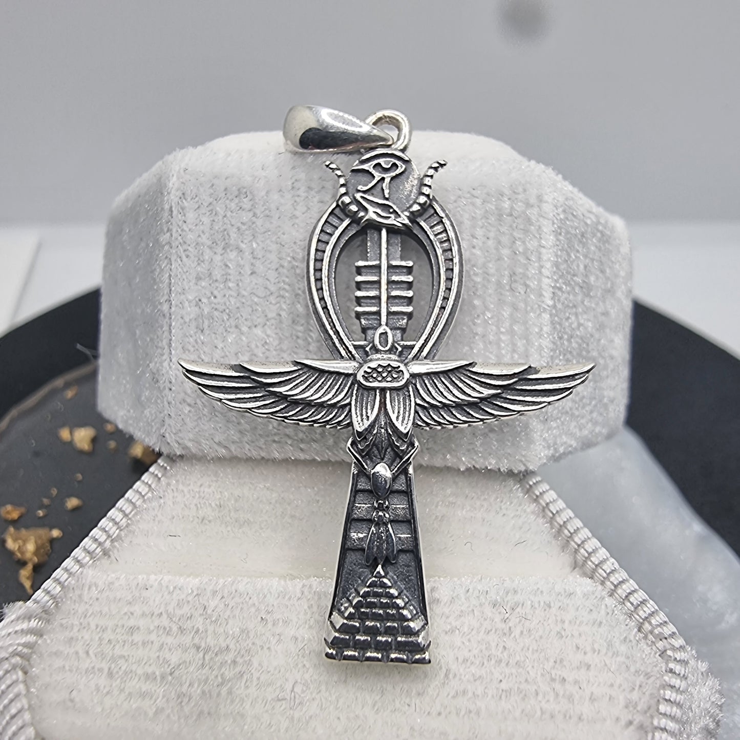 Ankh Cross with Eagle Wings Ancient Symbol of Life and Power 925 Sterling Silver