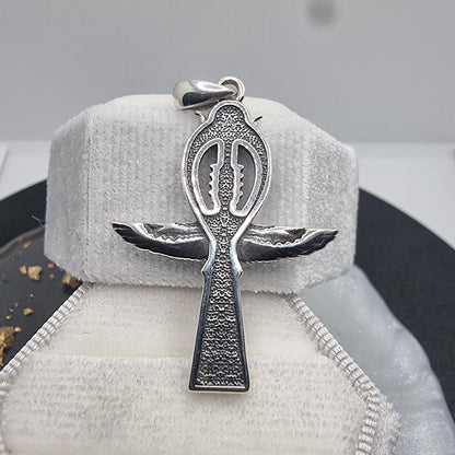 Ankh Cross with Eagle Wings Ancient Symbol of Life and Power 925 Sterling Silver