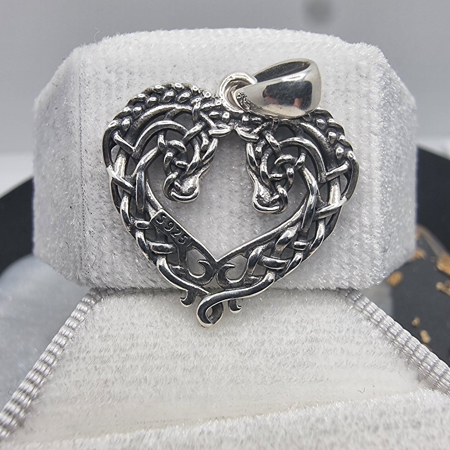 Celtic Horse Heart Knot Pendant 925 Sterling Silver Unique Jewelry Gift