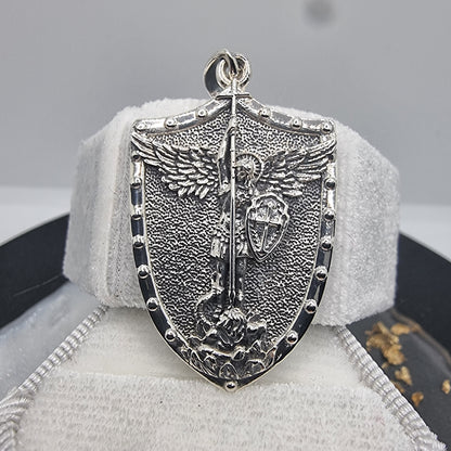 Saint Michael Archangel Shield Pendant Guardian Angel Protection 925 Sterling UK