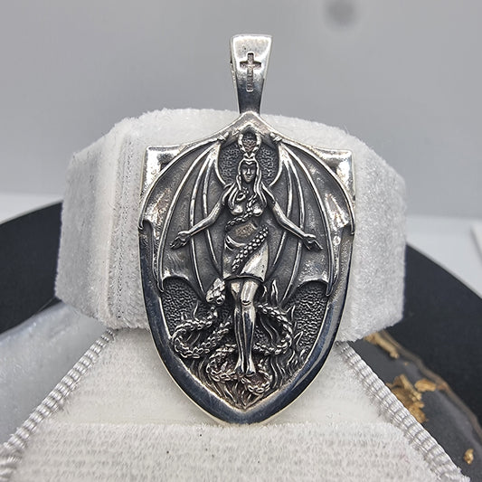 Lilith Goddess Pendant Angelic Demonic Symbolism Amulet 925 Sterling Silver