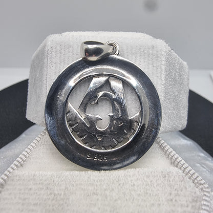 Freemason Masonic Pendant with Guardian Rune Detailing 925 Sterling Silver