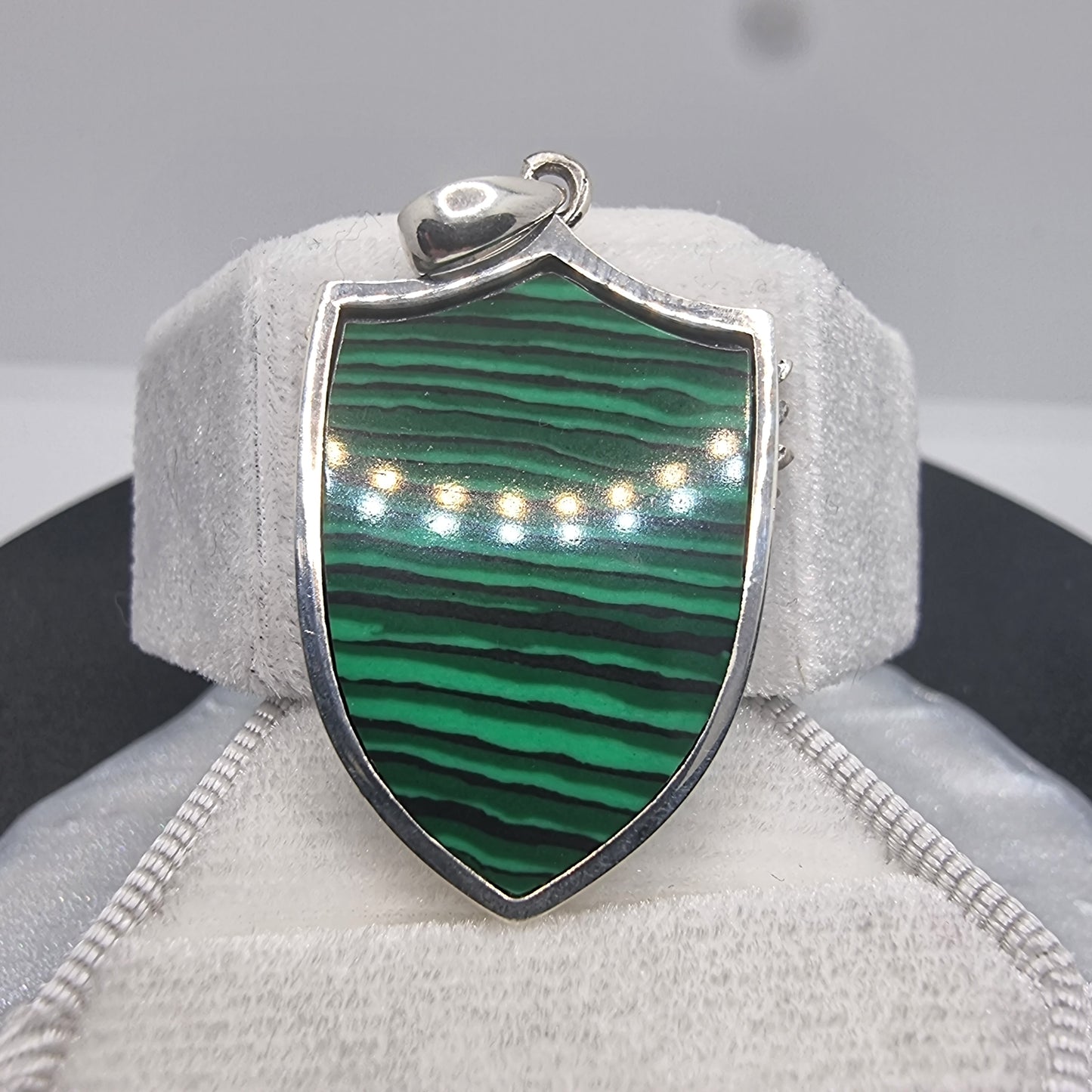 Archangel Michael Pendant with Malachite Shield 925 Sterling Silver Angel