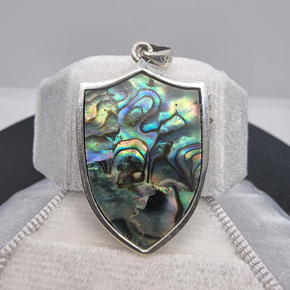 Archangel Michael Pendant Abalone Shell Background 925 Sterling Silver Angel