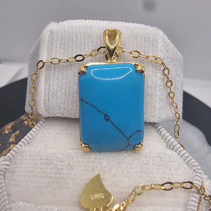 Turquoise Viking 14K Gold VVS Pendant 925 Sterling Silver 45cm 18 inch Chain