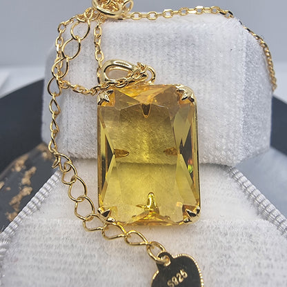 Citrine Viking 14K Gold VVS Pendant 925 Sterling Silver 45cm 18 inch Chain Gift